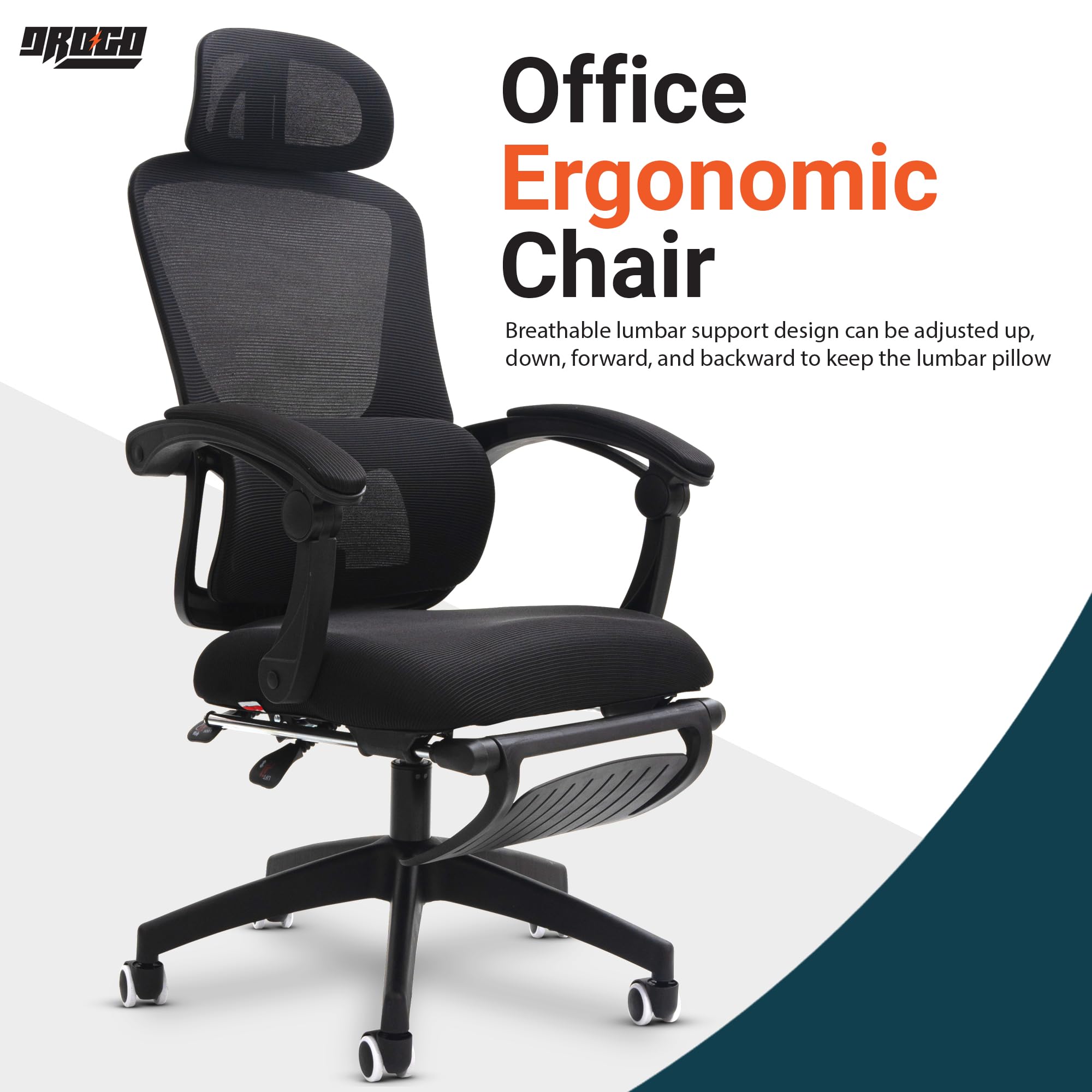 Drogo ComfortPro Premium Ergonomic Office Chair for Work from Home,Mesh Chair for Office