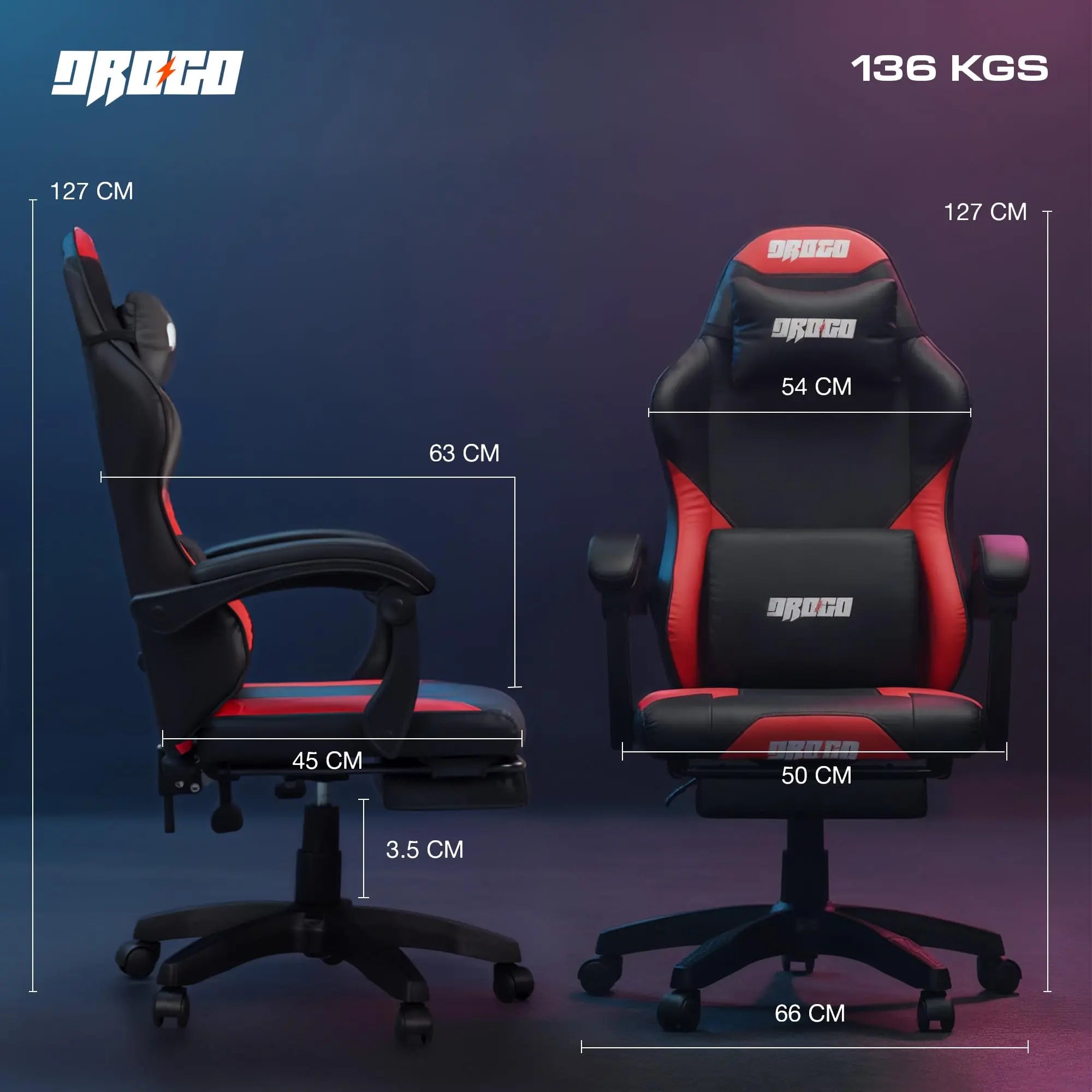 Drogo Auro X1 Ergonomic Gaming Chair with Premium PU Leather Fabric Drogo India