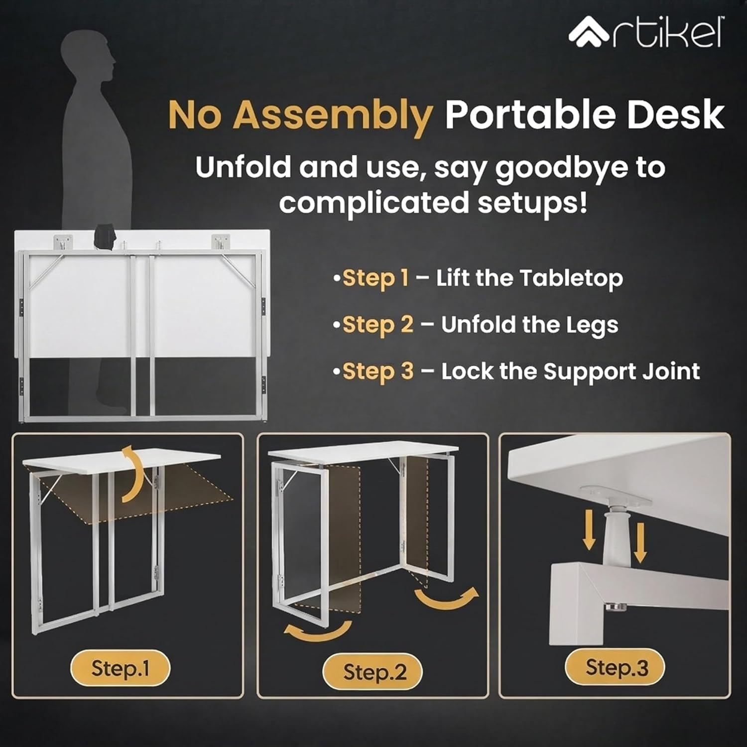 Drogo Foldable Wooden Study Table Computer Desk for Home Office Drogo