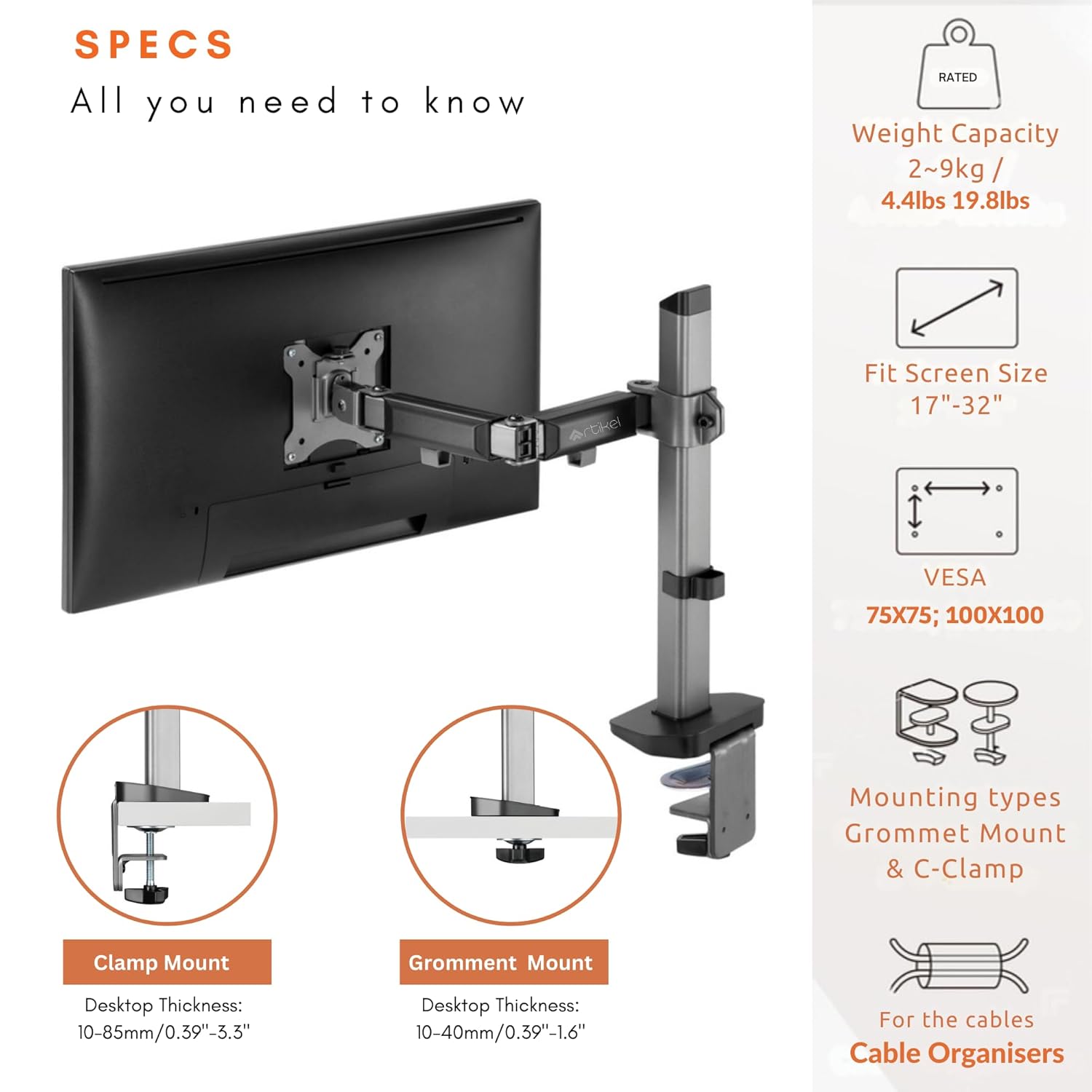 single monitor desk mount