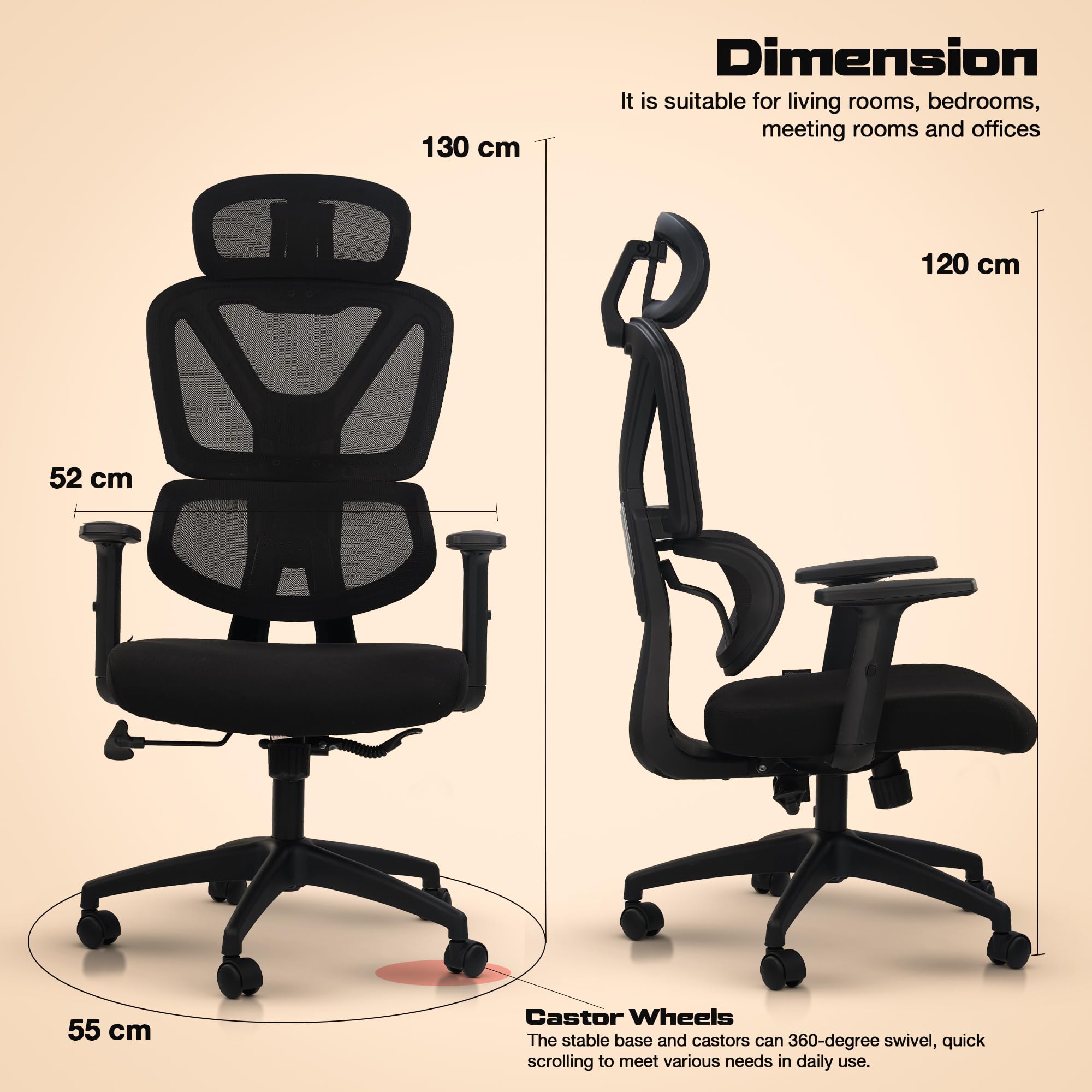 Drogo FlexY Series Ergonomic Office Mesh Chair with Armrest