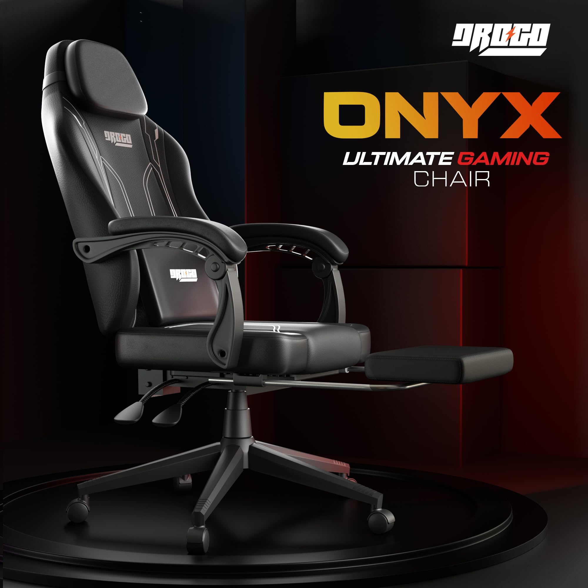Drogo Phantom Ergonomic Gaming Chair with Premium PU Leather, Adjustable Neck