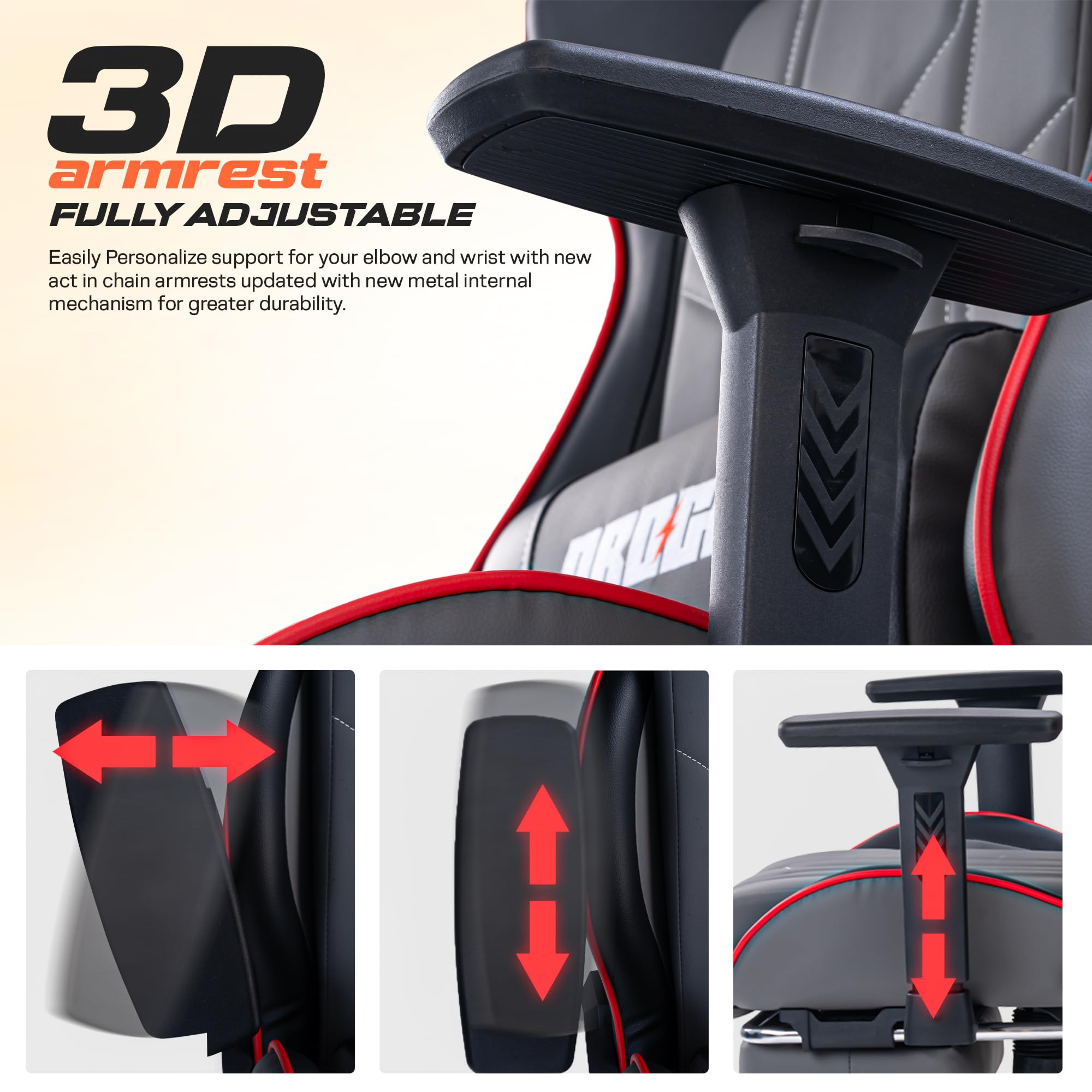 Drogo Wrath Pro Ergonomic Gaming Chair with Adjustable Seat, PU Leather
