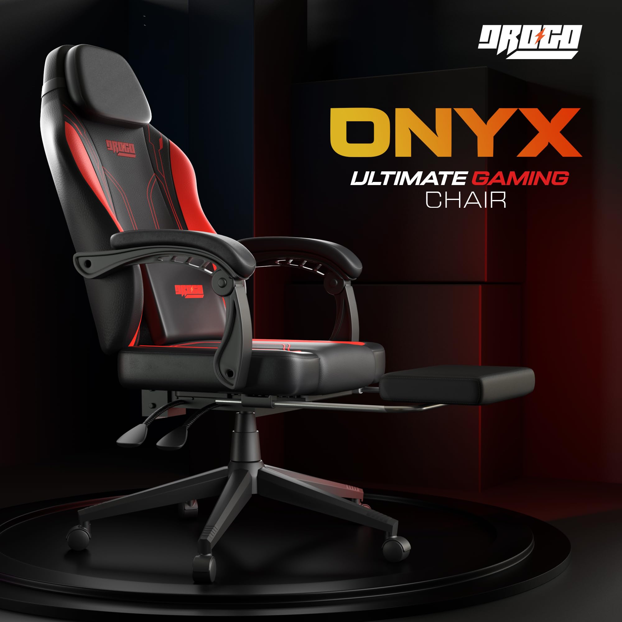 Drogo Phantom Ergonomic Gaming Chair with Premium PU Leather, Adjustable Neck