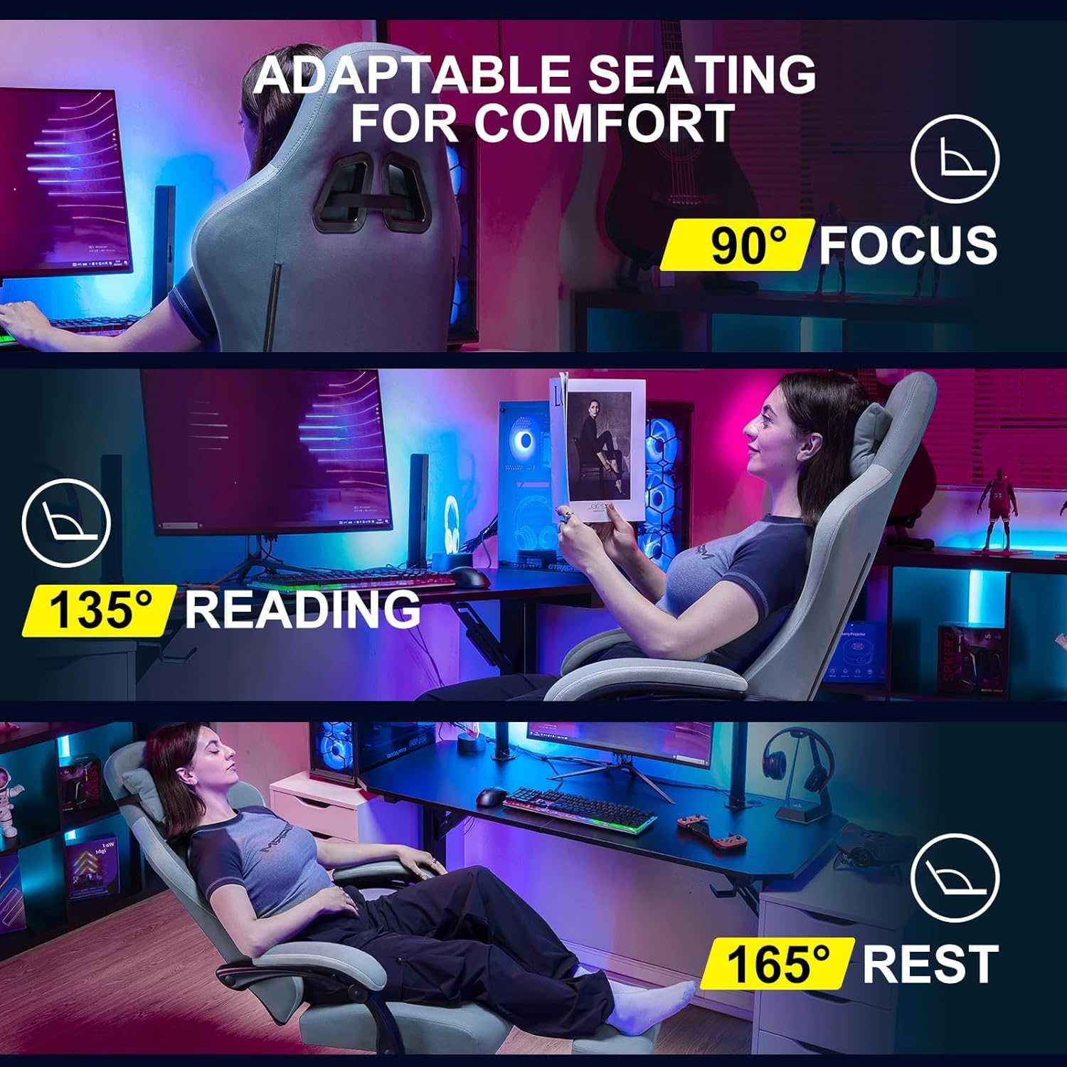 Drogo Throne Ergonomic Gaming Chair With Linkage Armrest,Foot Rest,& Adjustable Seat
