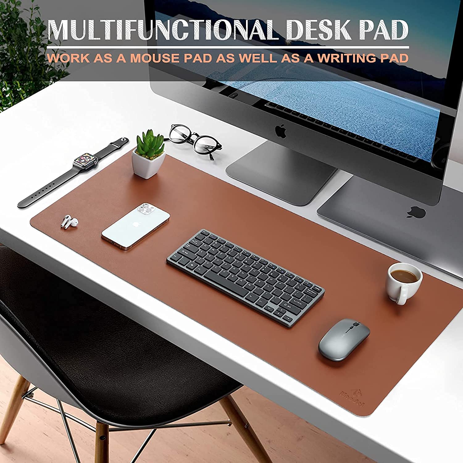 Drogo Dual-Sided Vegan Leather Mouse Pad Desk Mat for Office/Gaming (60x35cm)