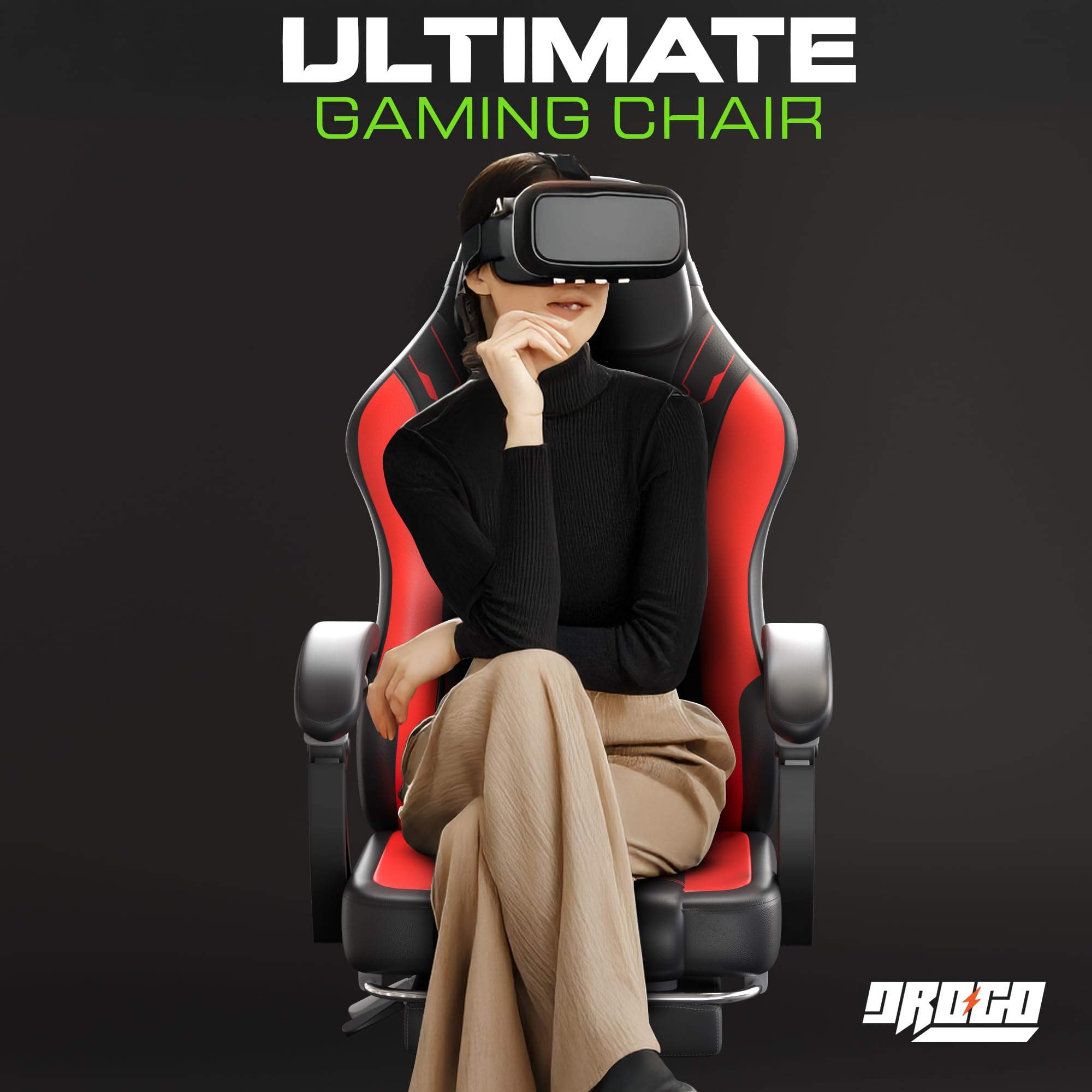 Drogo Phantom Ergonomic Gaming Chair with Premium PU Leather, Adjustable Neck