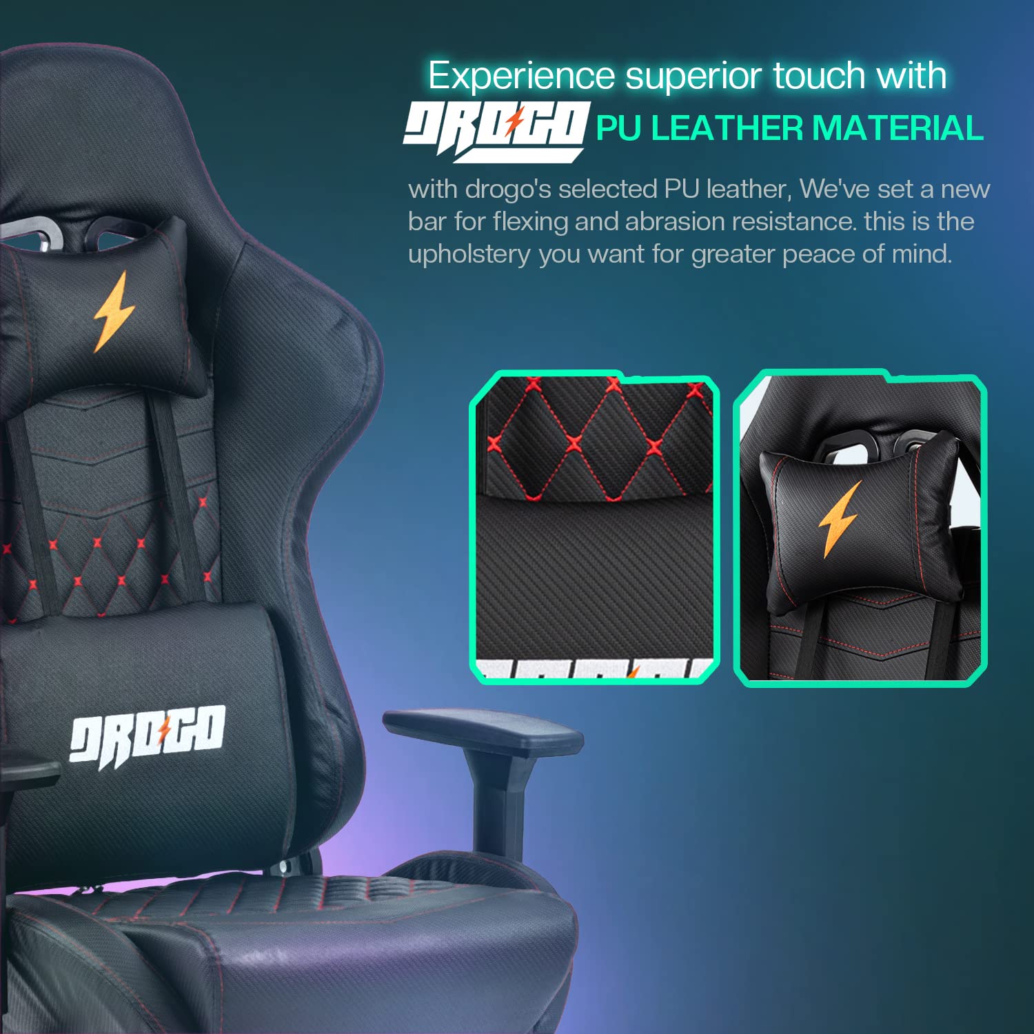 Drogo Emperor Pro Ergonomic Gaming Chair With Footrest, Adjustable Seat & 3D Arm Rest