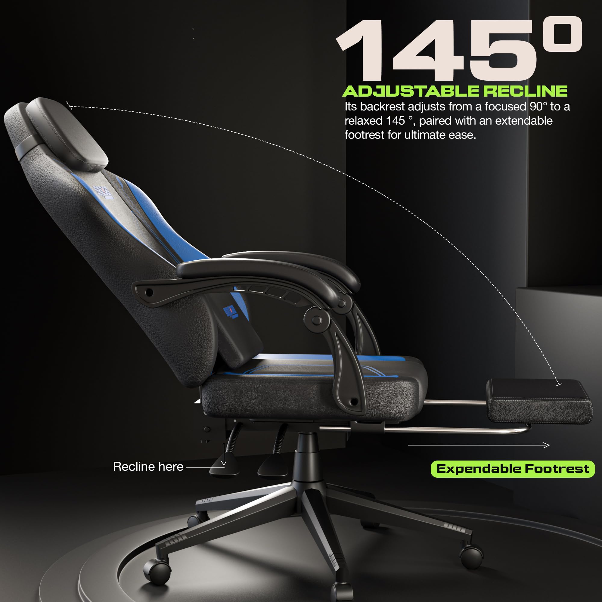 Drogo Phantom Ergonomic Gaming Chair with Premium PU Leather, Adjustable Neck