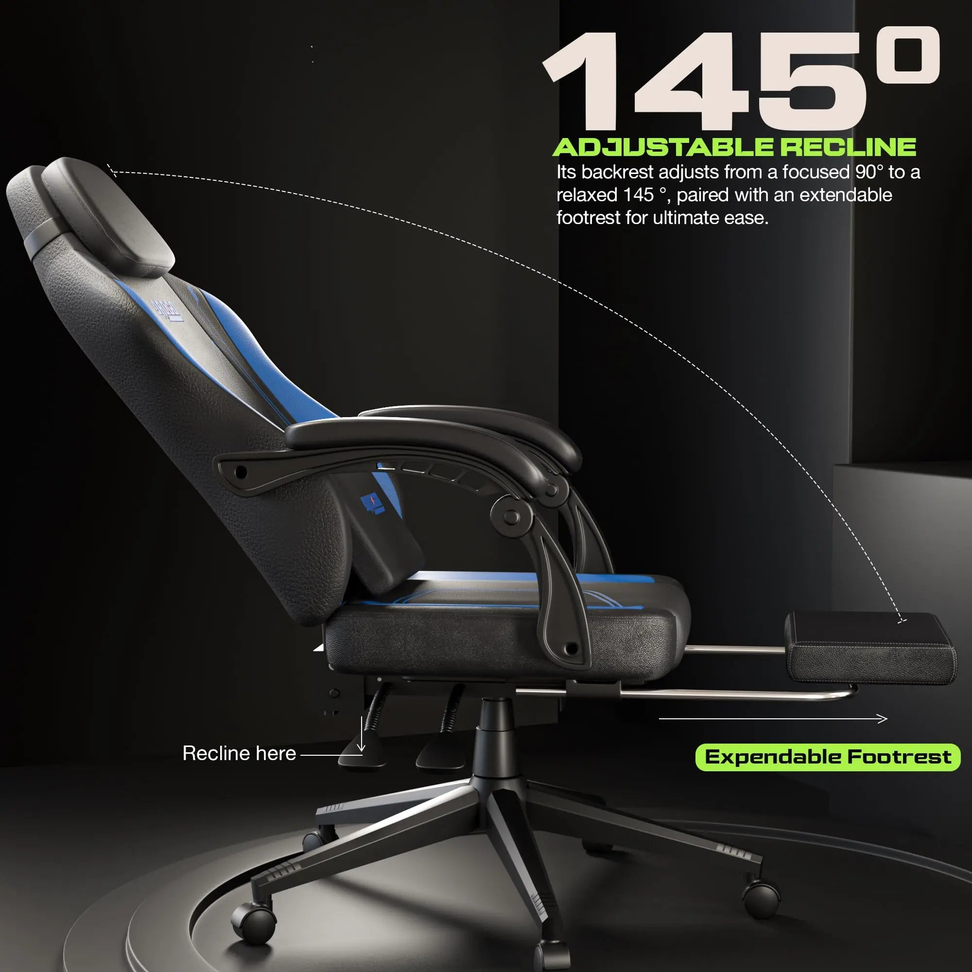 Drogo Phantom Ergonomic Gaming Chair with Premium PU Leather, Adjustable Neck Drogo India