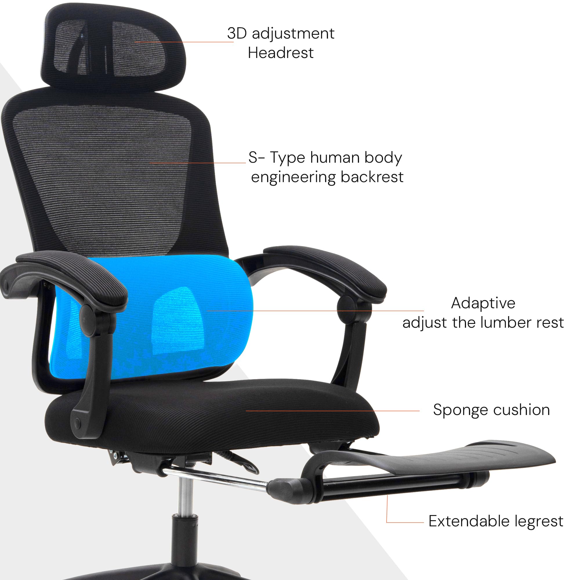 Drogo ComfortPro Premium Ergonomic Office Chair for Work from Home,Mesh Chair for Office