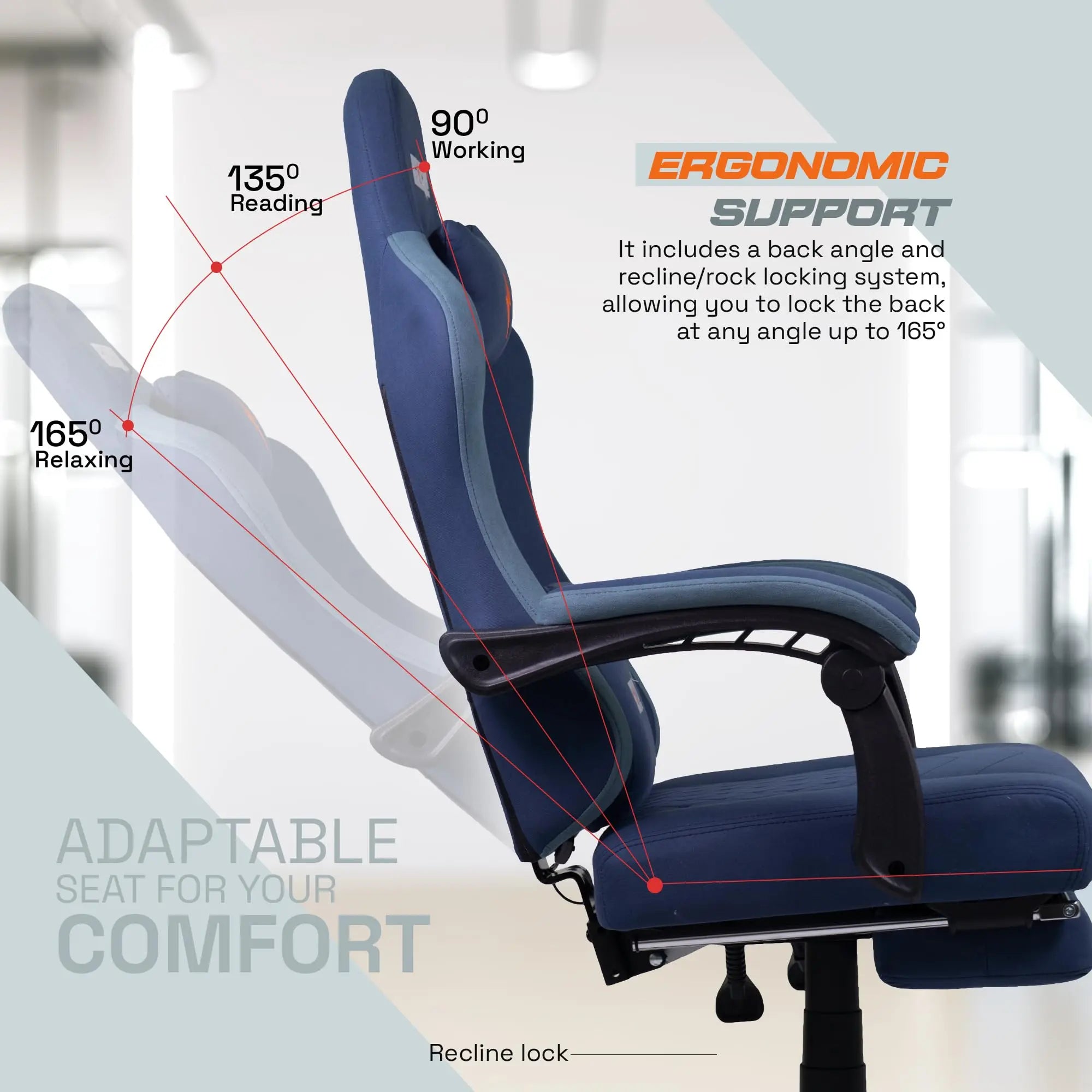 Drogo Throne Ergonomic Gaming Chair With Linkage Armrest,Foot Rest,& Adjustable Seat Galaxy Incorporation