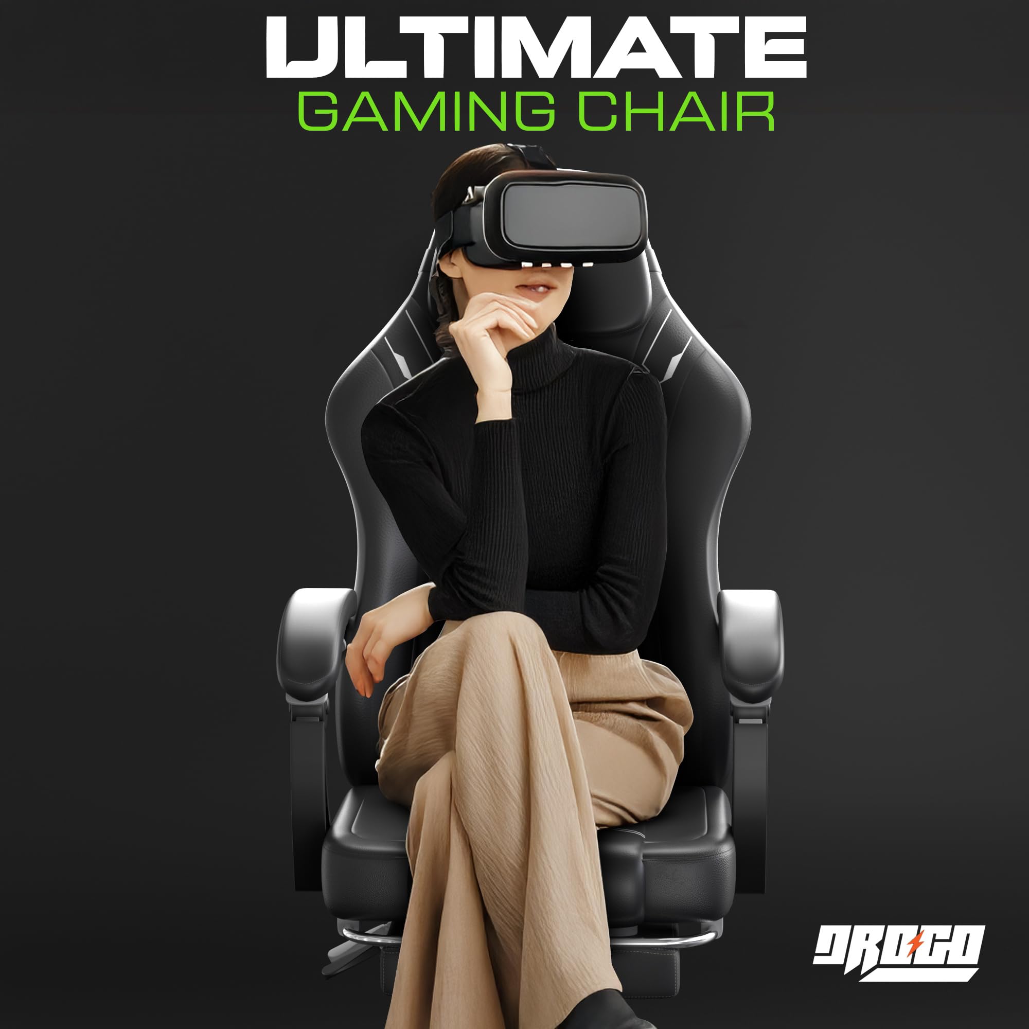 Drogo Phantom Ergonomic Gaming Chair with Premium PU Leather, Adjustable Neck