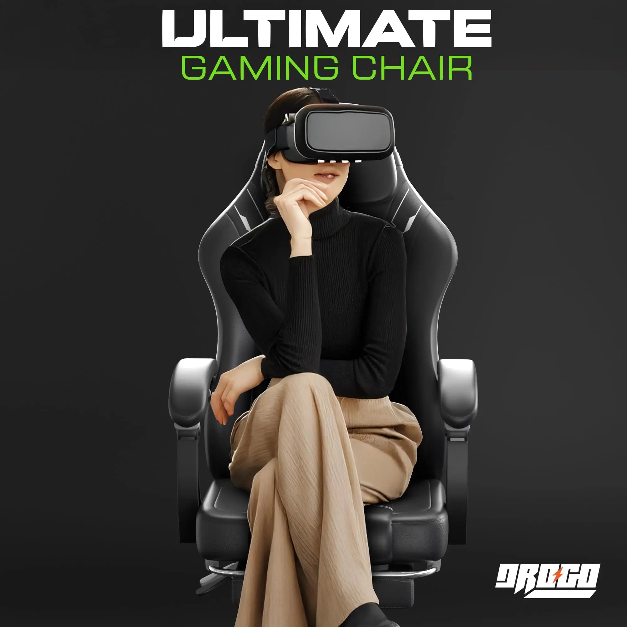 Drogo Phantom Ergonomic Gaming Chair with Premium PU Leather, Adjustable Neck Drogo India