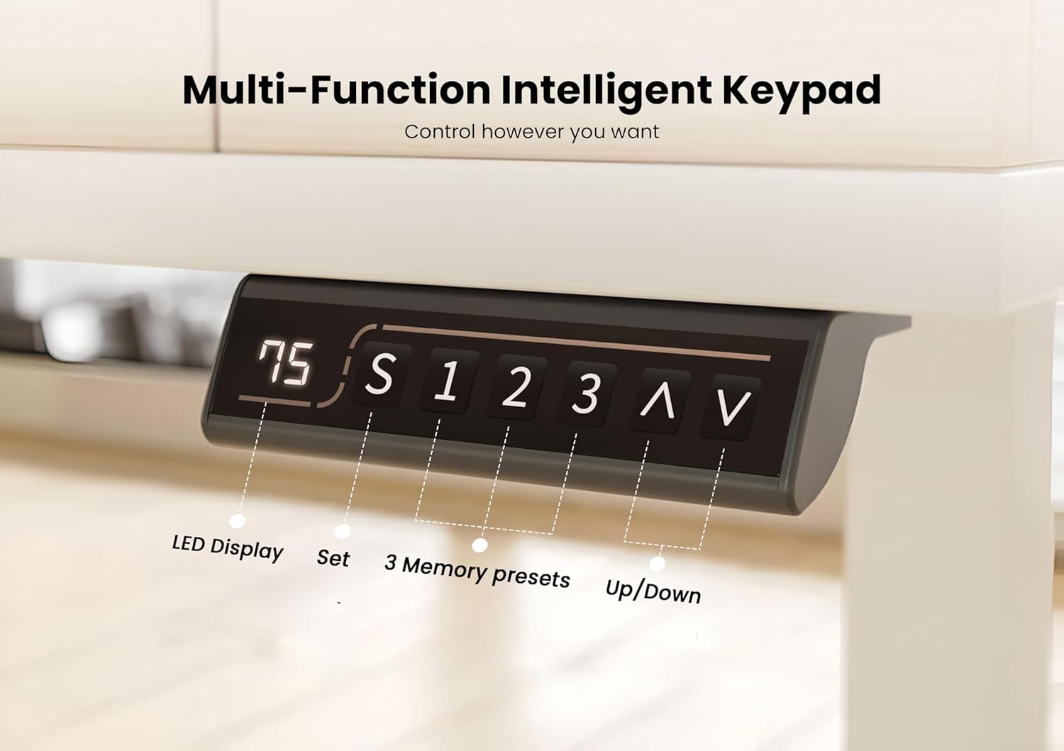 Drogo Artikel Valor Electric Height Adjustable Standing Desk with Storage Drawers & Shelves (Right Cabinet)