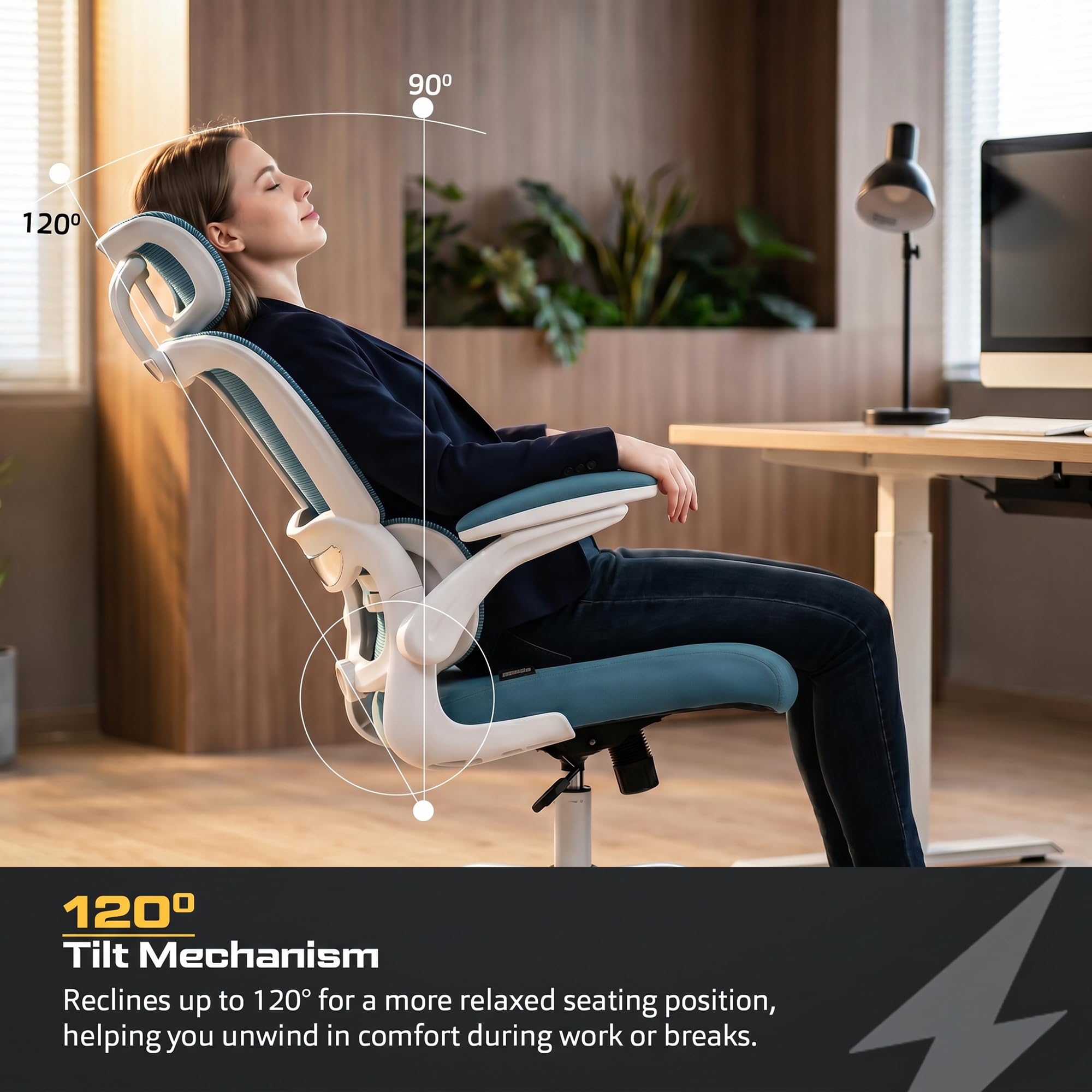 Drogo AeroFlex Ergonomic Office Chair for Work from Home, Flip-up Armrest & Recline