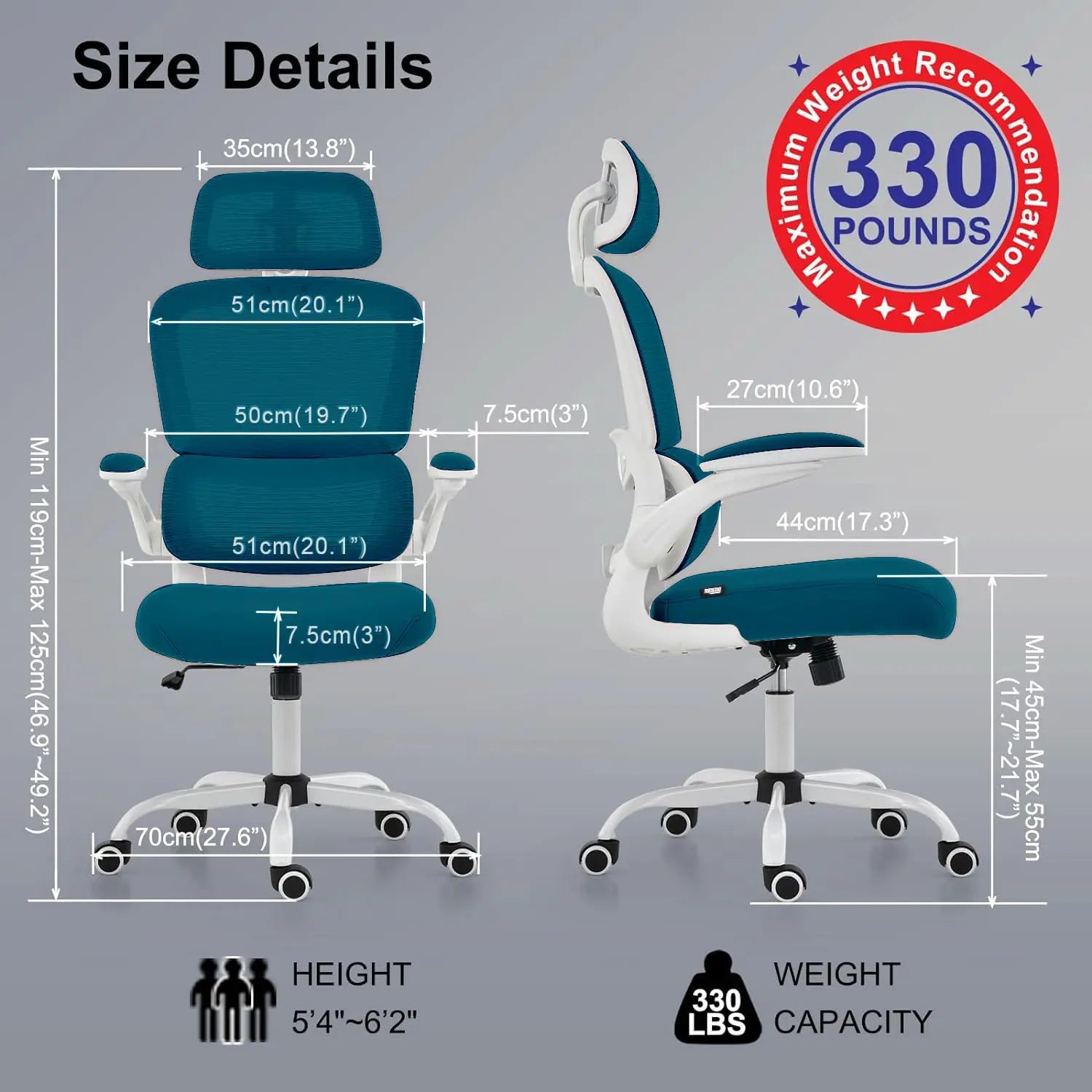 Drogo AeroFlex Ergonomic Office Chair for Work from Home, Flip-up Armrest & Recline Galaxy Incorporation