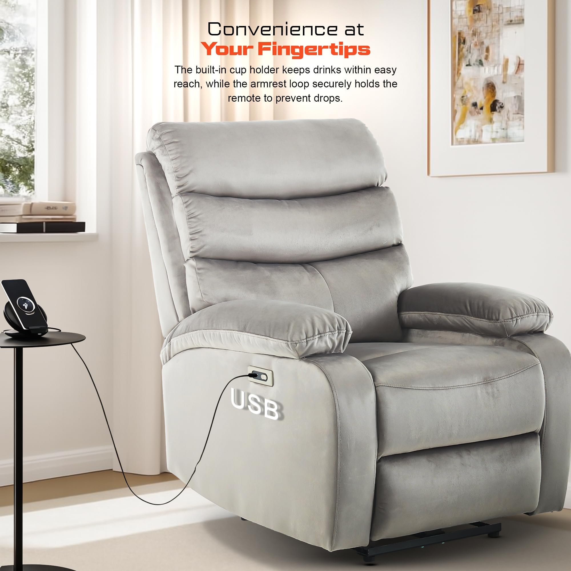 DROGO Valerium Electric Motorised 1 Seater Recliner Sofa with Rapid Recline Technology