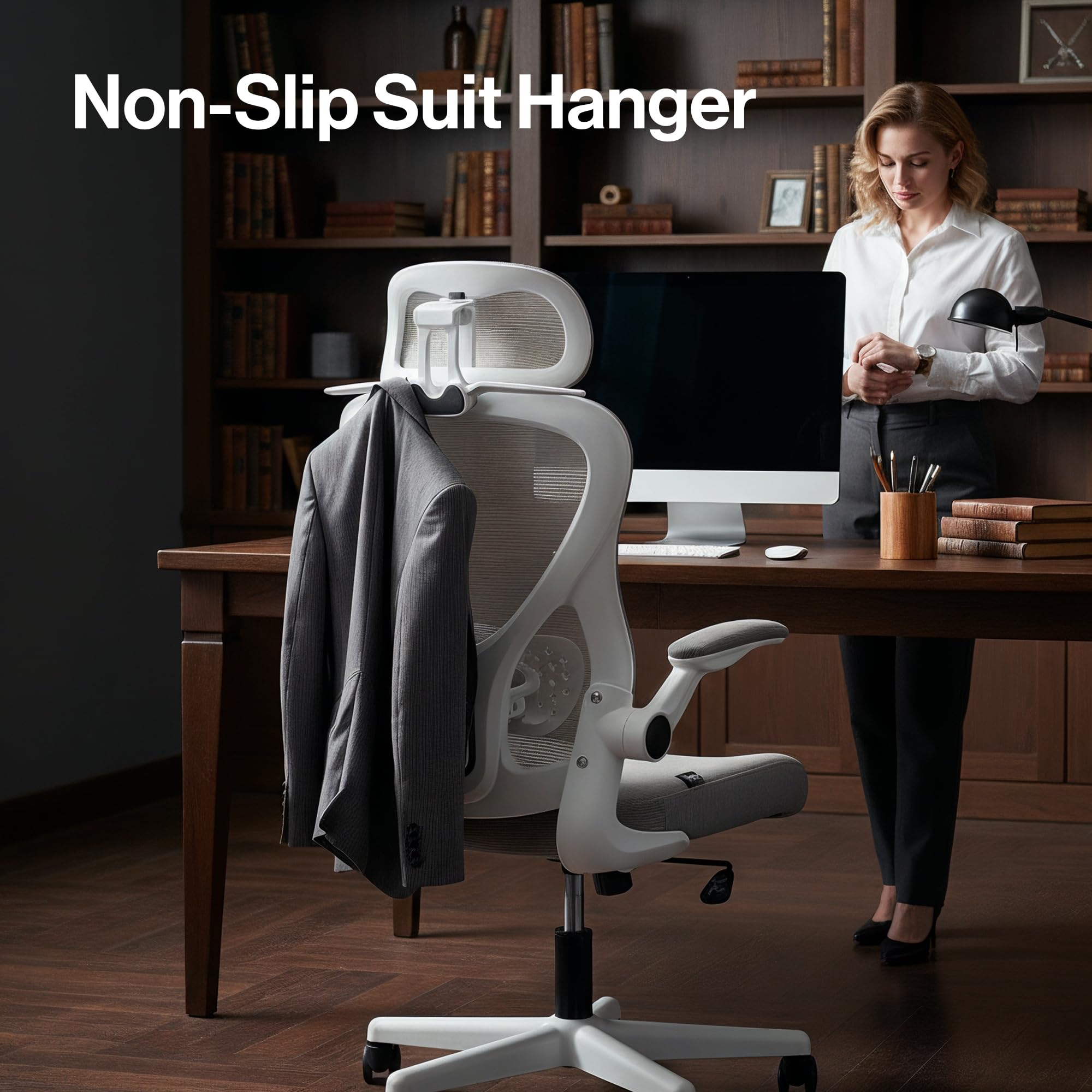 Drogo Ergonomic Office Chair for Work from Home with Breathable Mesh, Flip-up Armrest