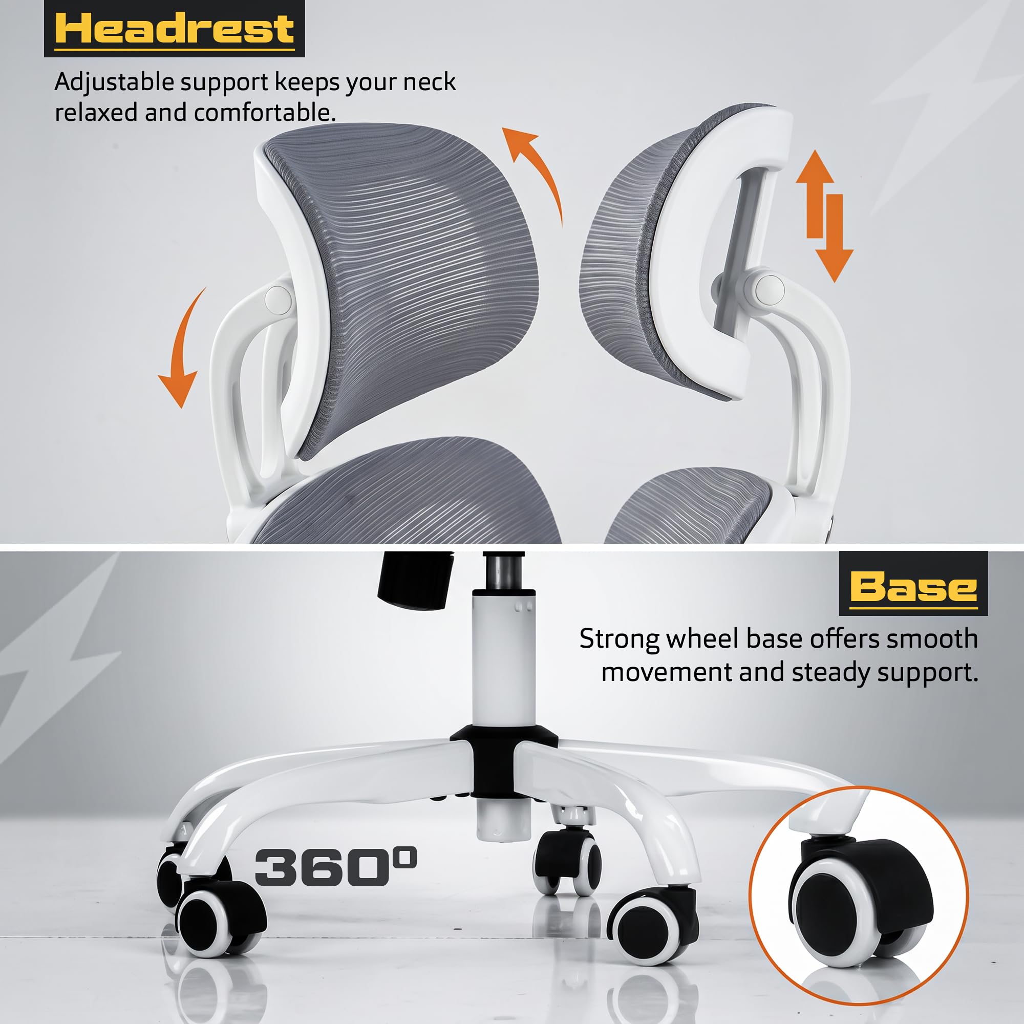 Drogo AeroFlex Ergonomic Office Chair for Work from Home, Flip-up Armrest & Recline