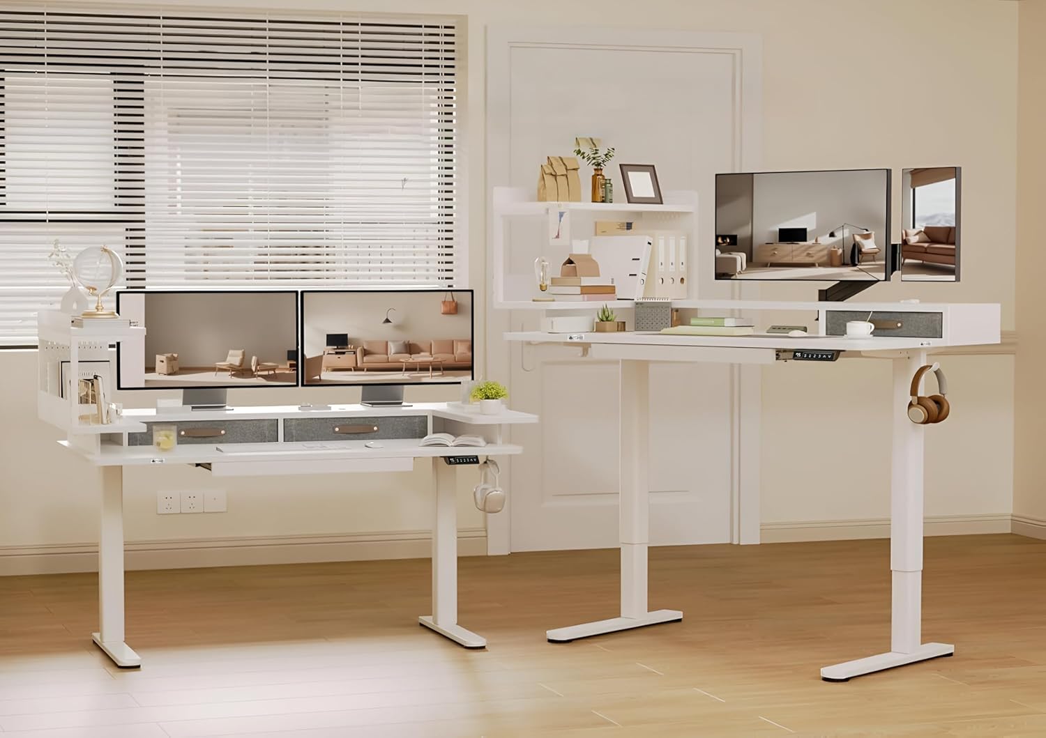 Drogo Artikel Stackon Electric Height Adjustable Standing Desk with Shelves (Left Cabinet)