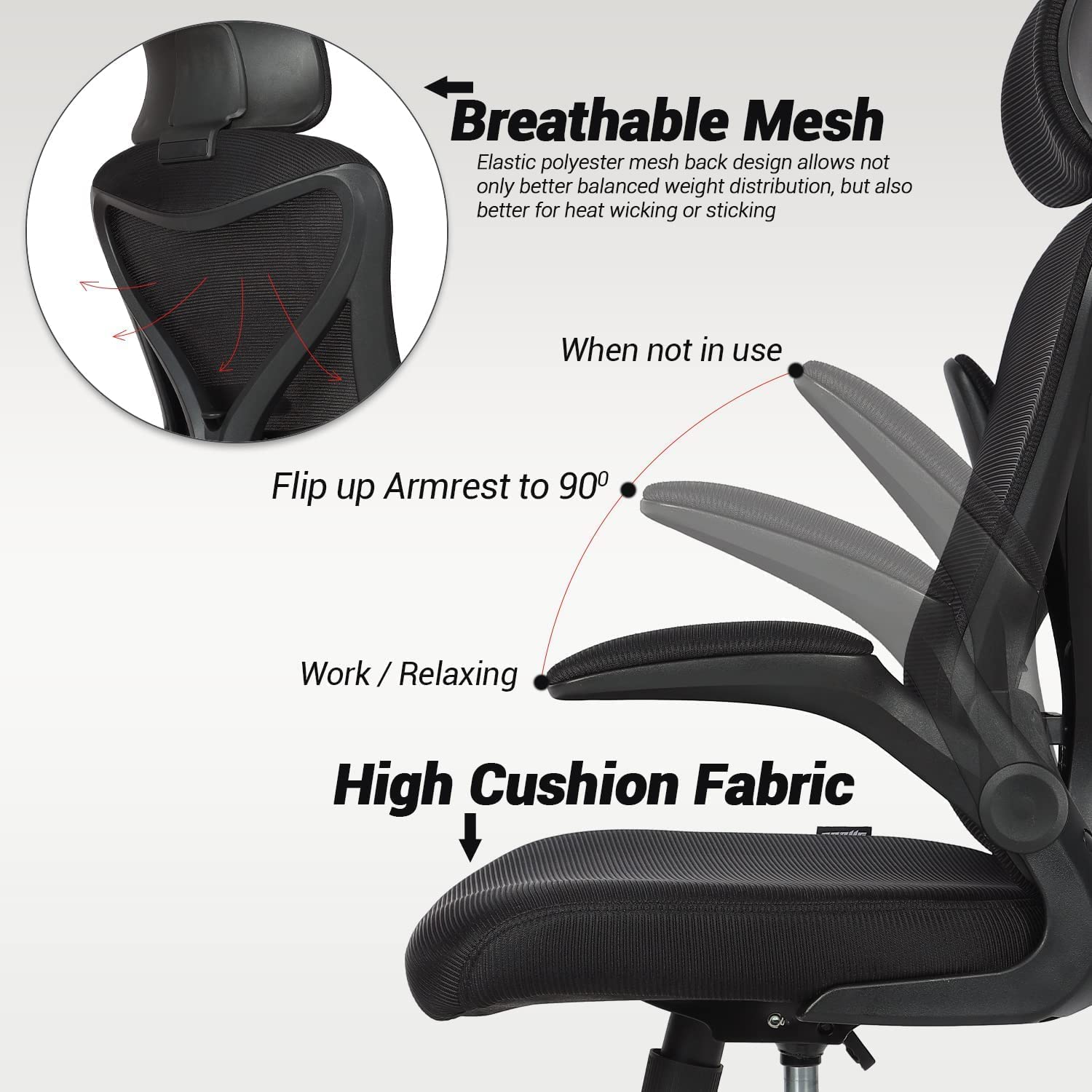 Drogo Marshal Pro Premium Ergonomic Office Chair for Work from Home, Flip-up Armrest