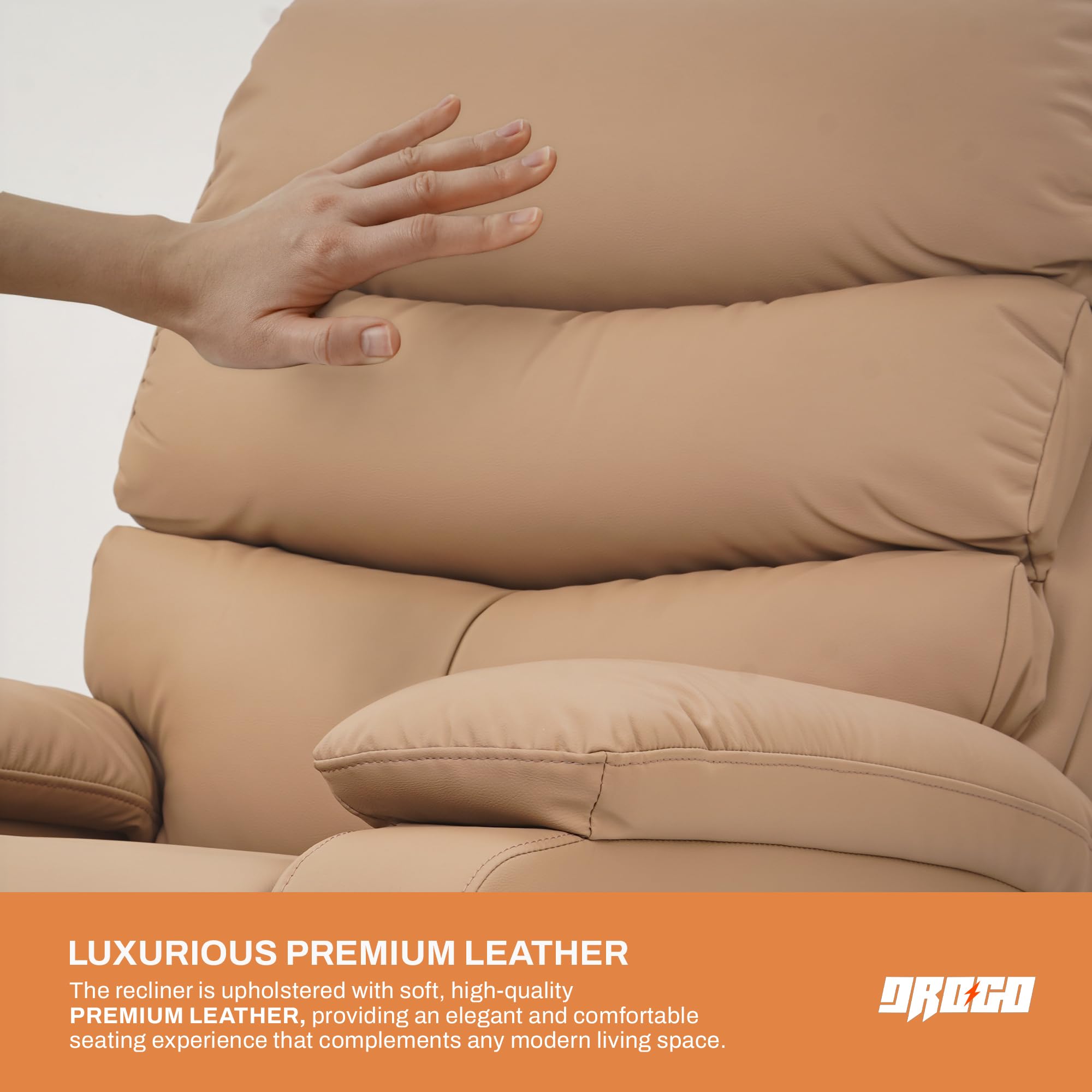 Drogo Velora Electric Motorised Recliner Sofa 1 Seater with Rocking, Revolving & Rapid Recline Technology
