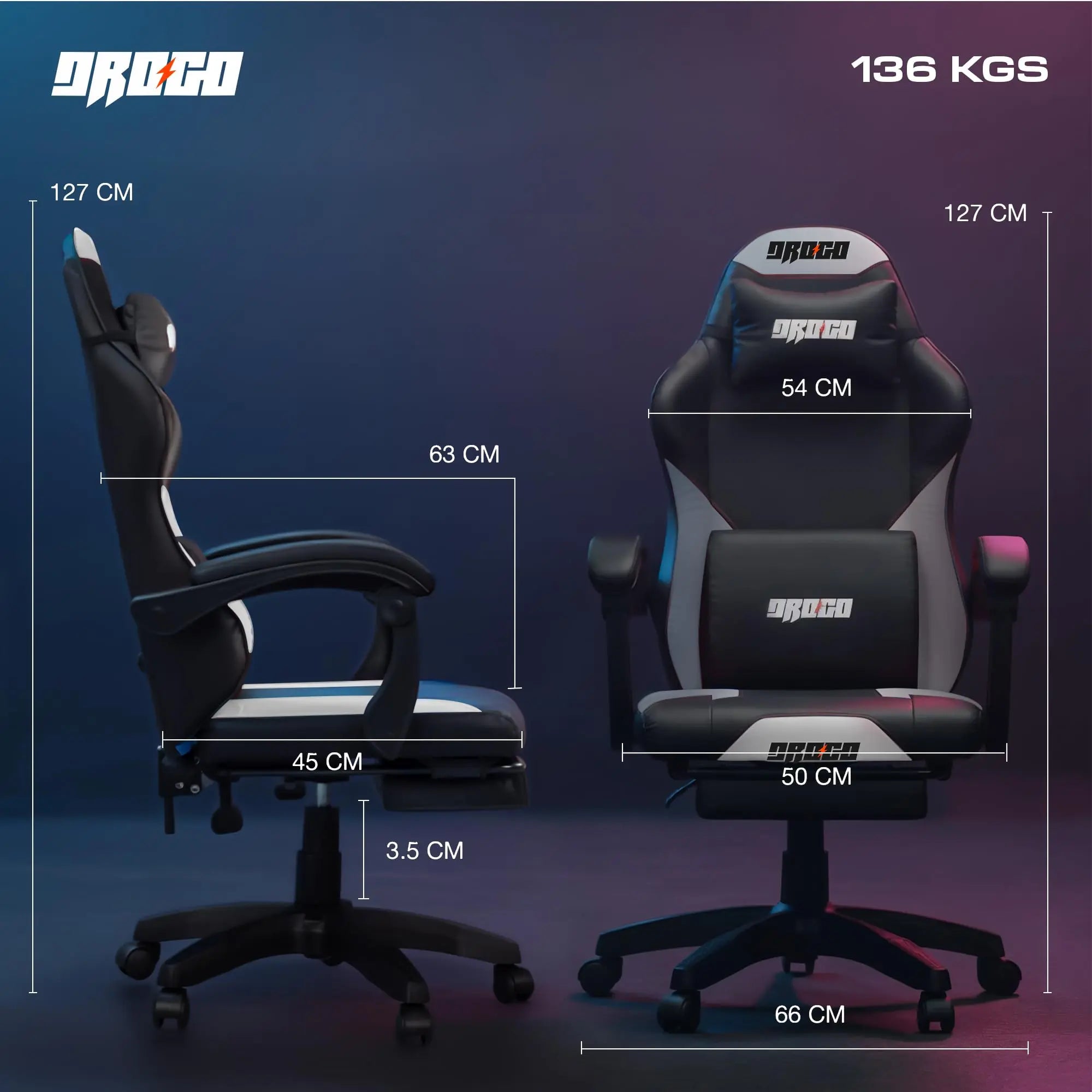 Drogo Auro X1 Ergonomic Gaming Chair with Premium PU Leather Fabric Drogo India