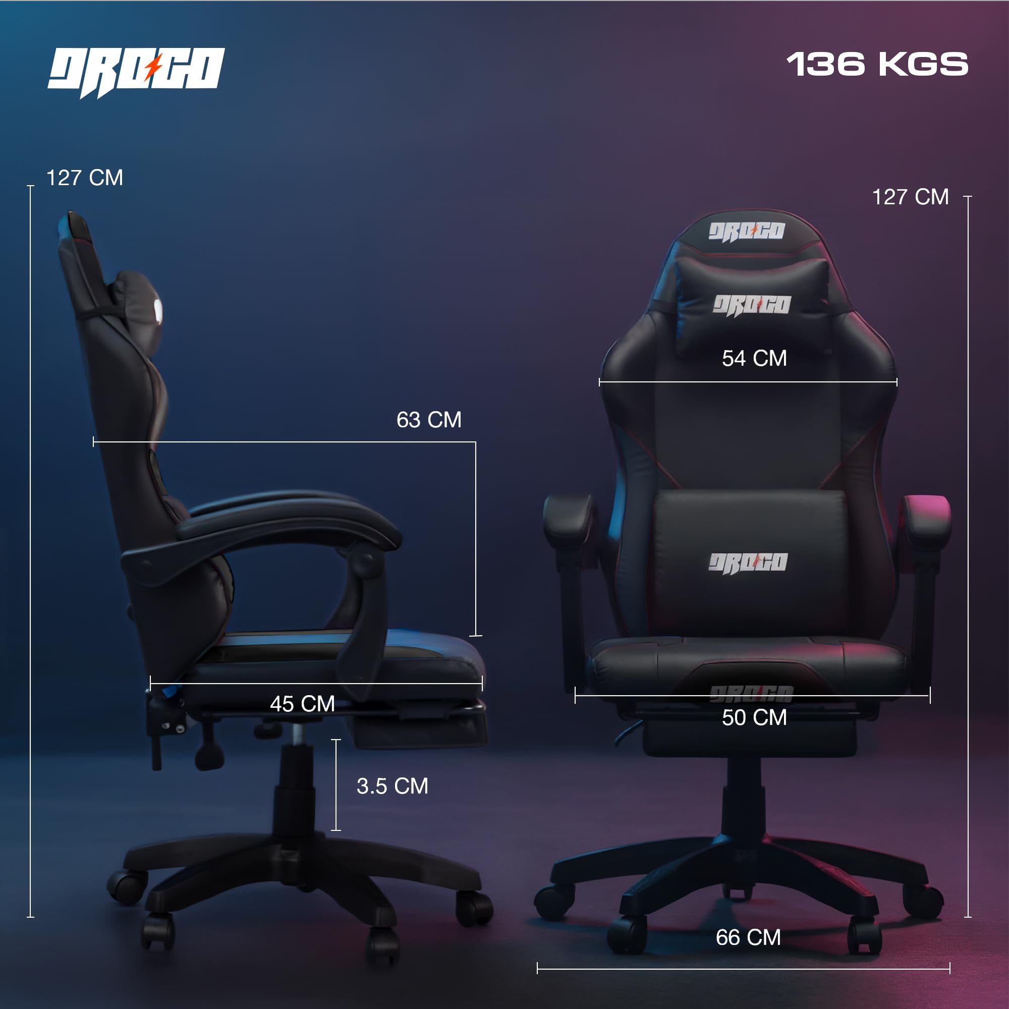 Drogo Auro X1 Ergonomic Gaming Chair with Premium PU Leather Fabric