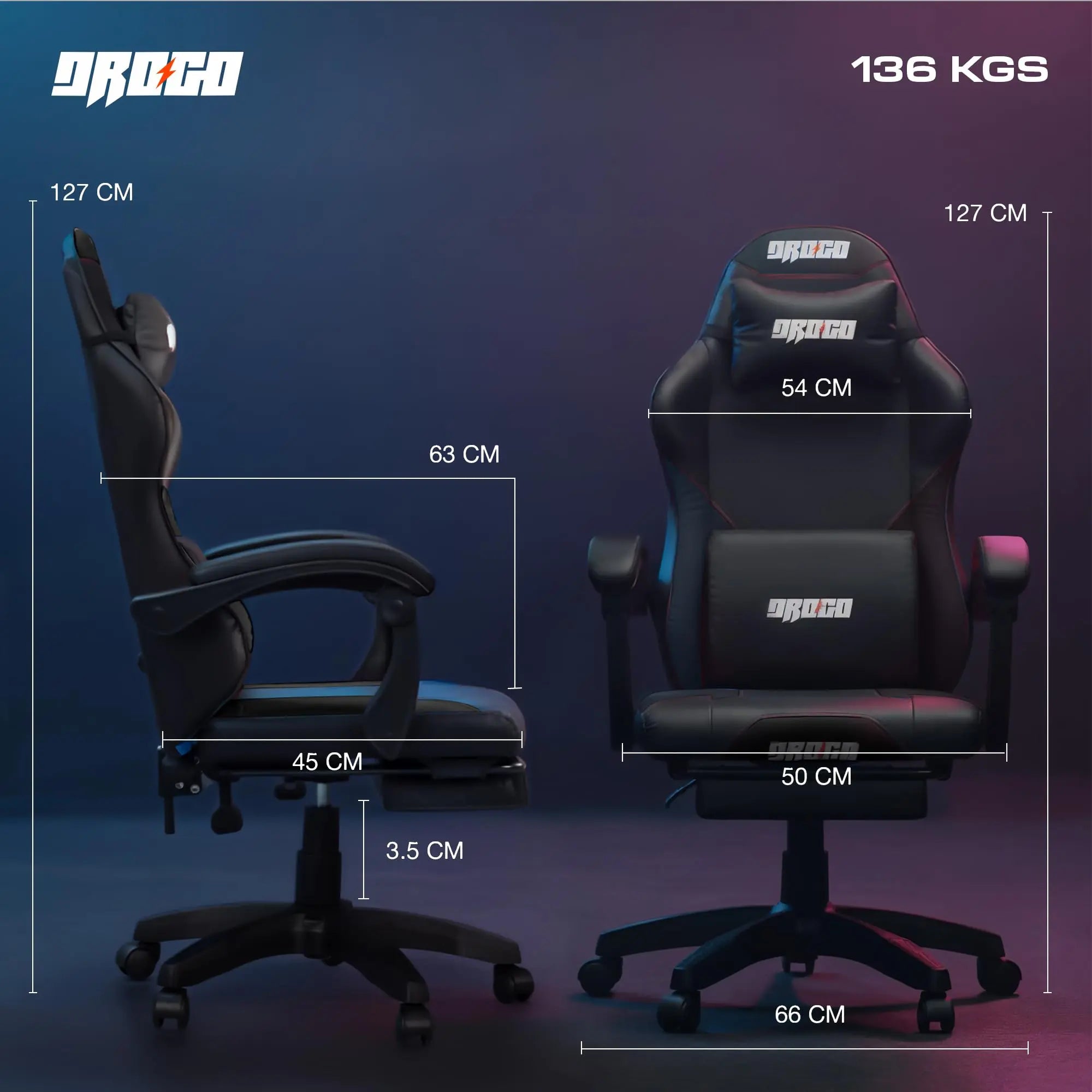 Drogo Auro X1 Ergonomic Gaming Chair with Premium PU Leather Fabric Drogo India