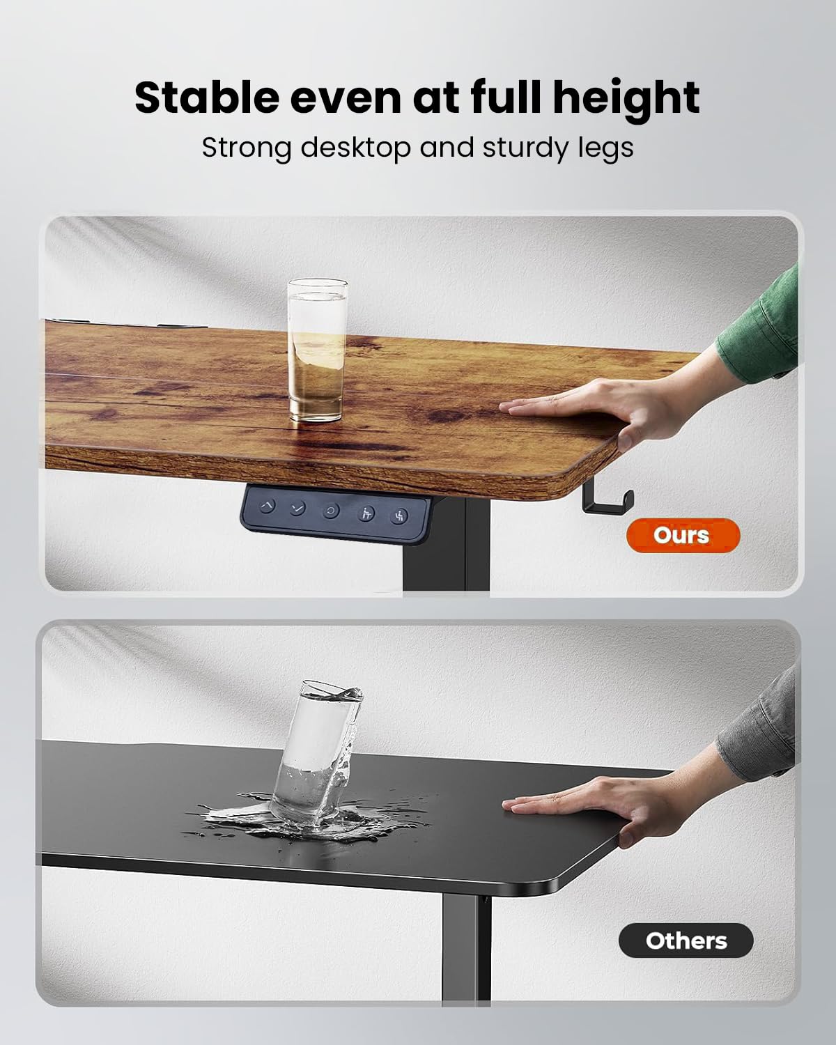 Drogo Artidesk Series Electric Height Adjustable Table Diy, Sit Stand Gaming Desk, with 3 Yr Warranty 110X60Cm - Vintage Brown