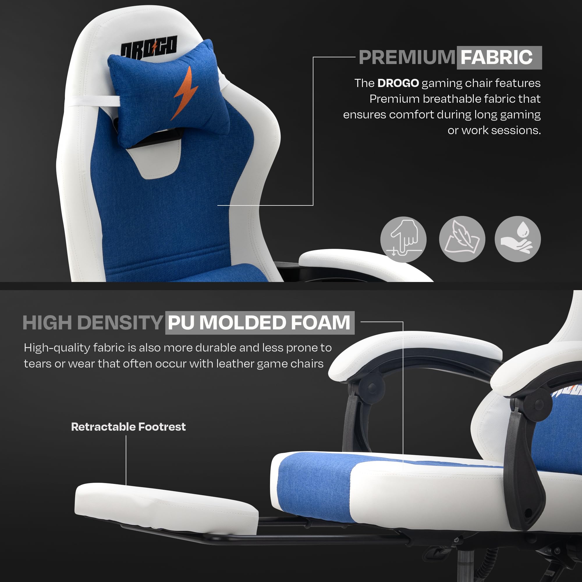Drogo Aura Ergonomic Gaming Chair with Premium PU Leather Fabric