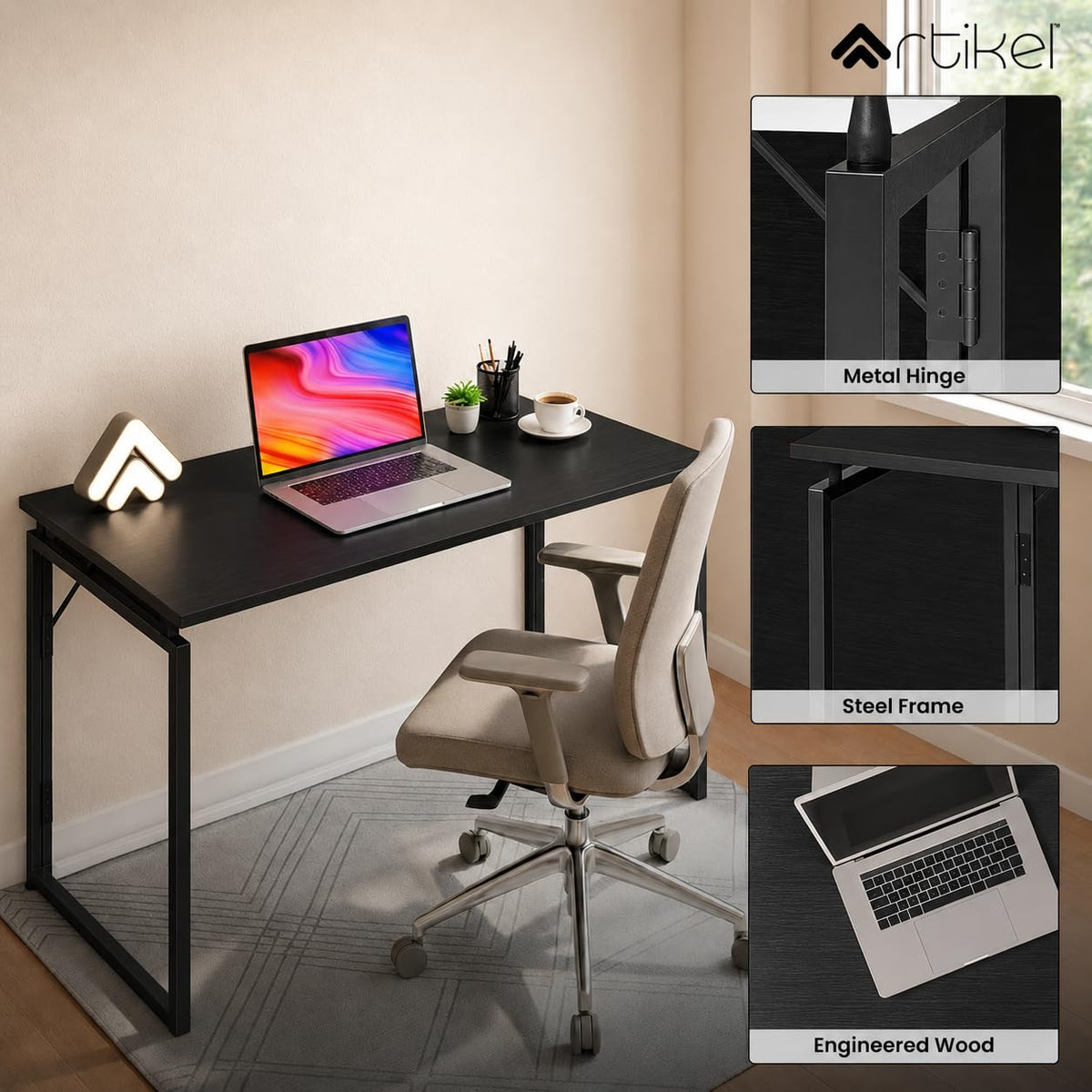 Drogo Foldable Wooden Study Table Computer Desk for Home Office