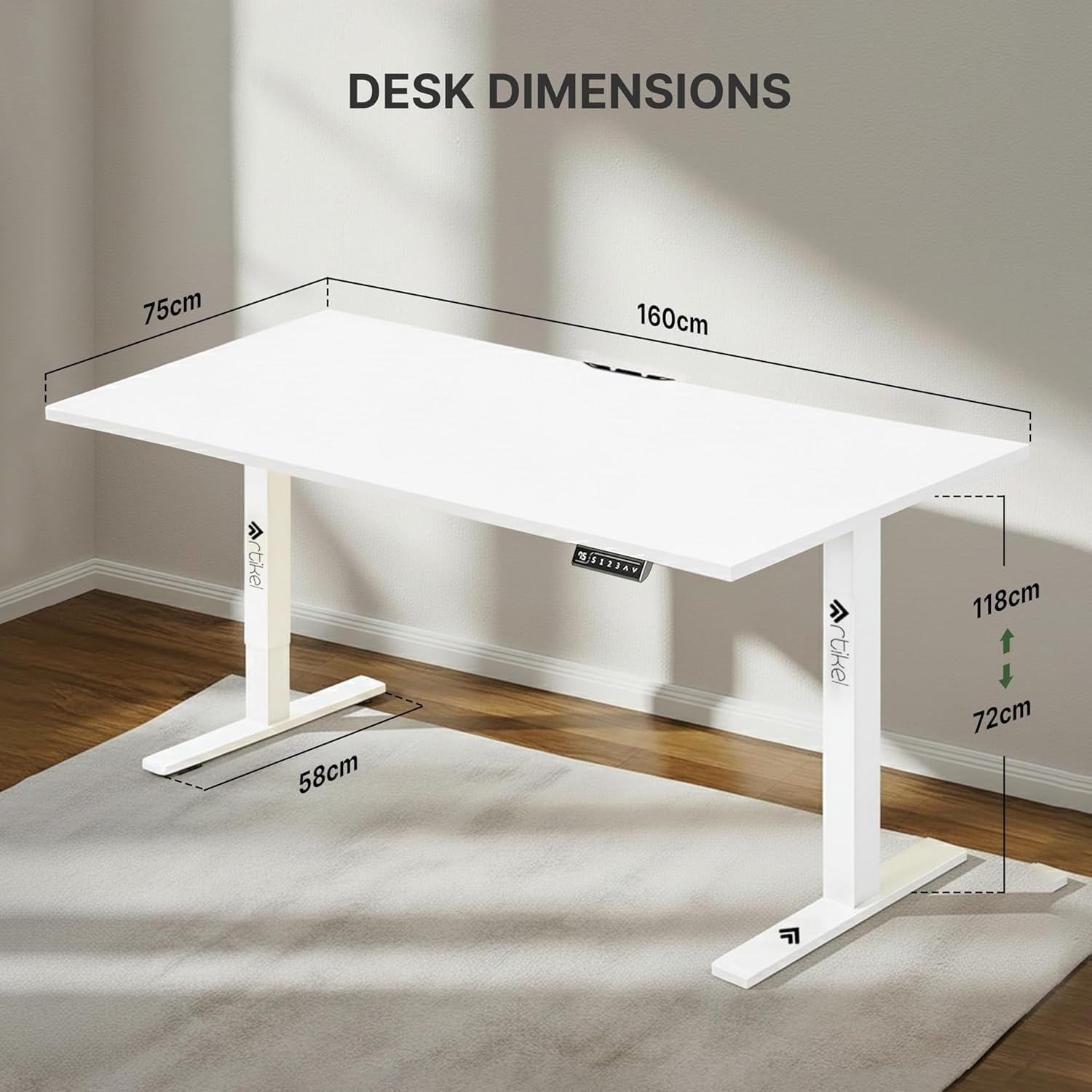 Drogo Artidesk Lite X-Large Electric Height Adjustable Table for Office & Home (160x75cm)