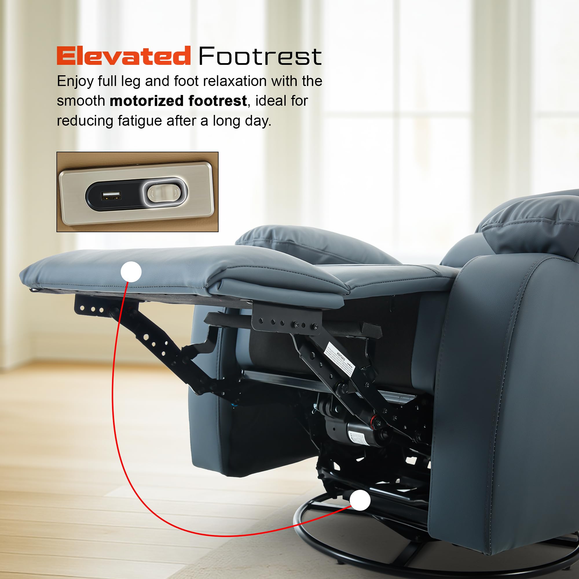 DROGO Velora Electric Motorised Recliner Sofa 1 Seater with Rocking, Revolving & Rapid Recline Technology