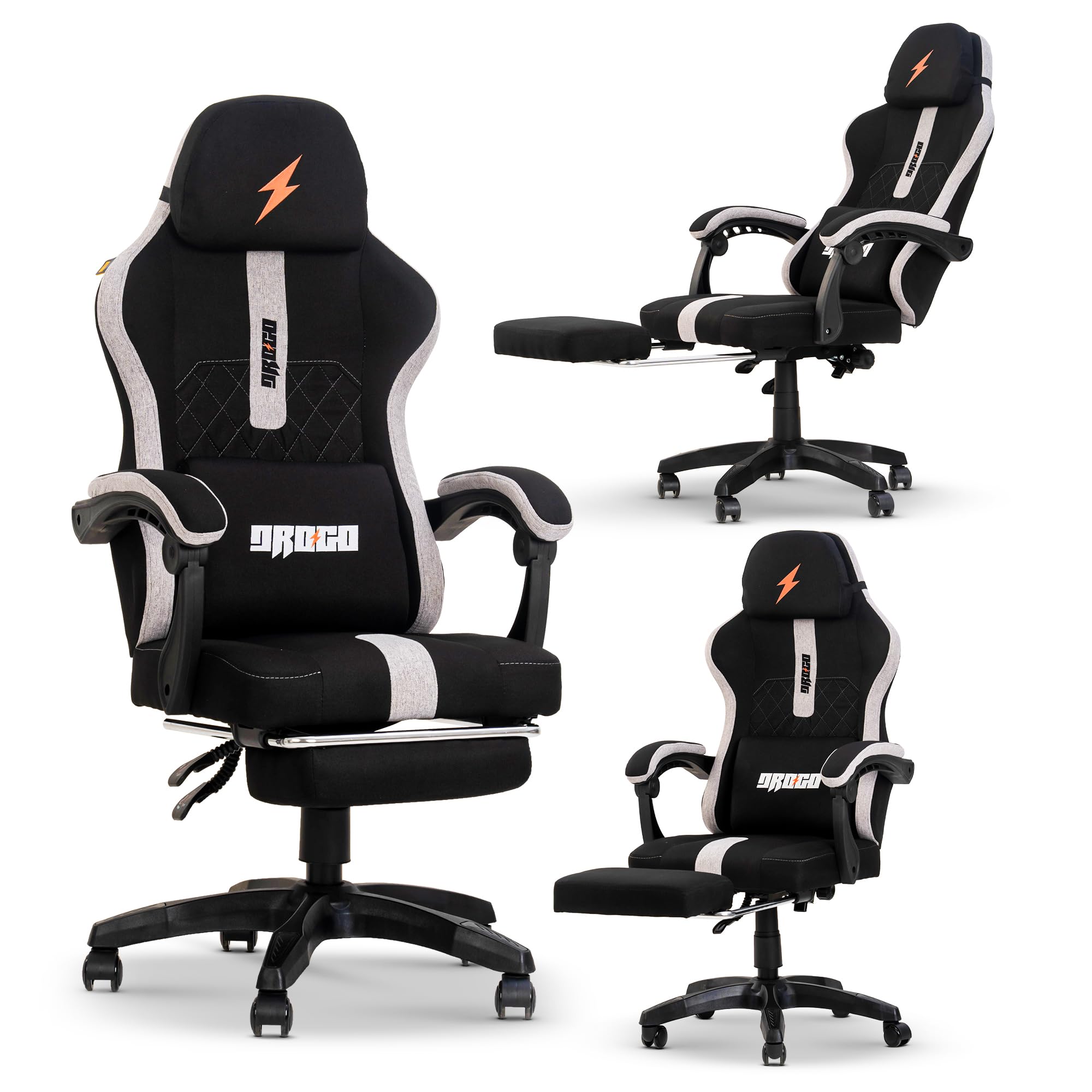 Drogo ComfortMax Ergonomic Gaming Chair with Breathable Fabric, Adjustable Neck