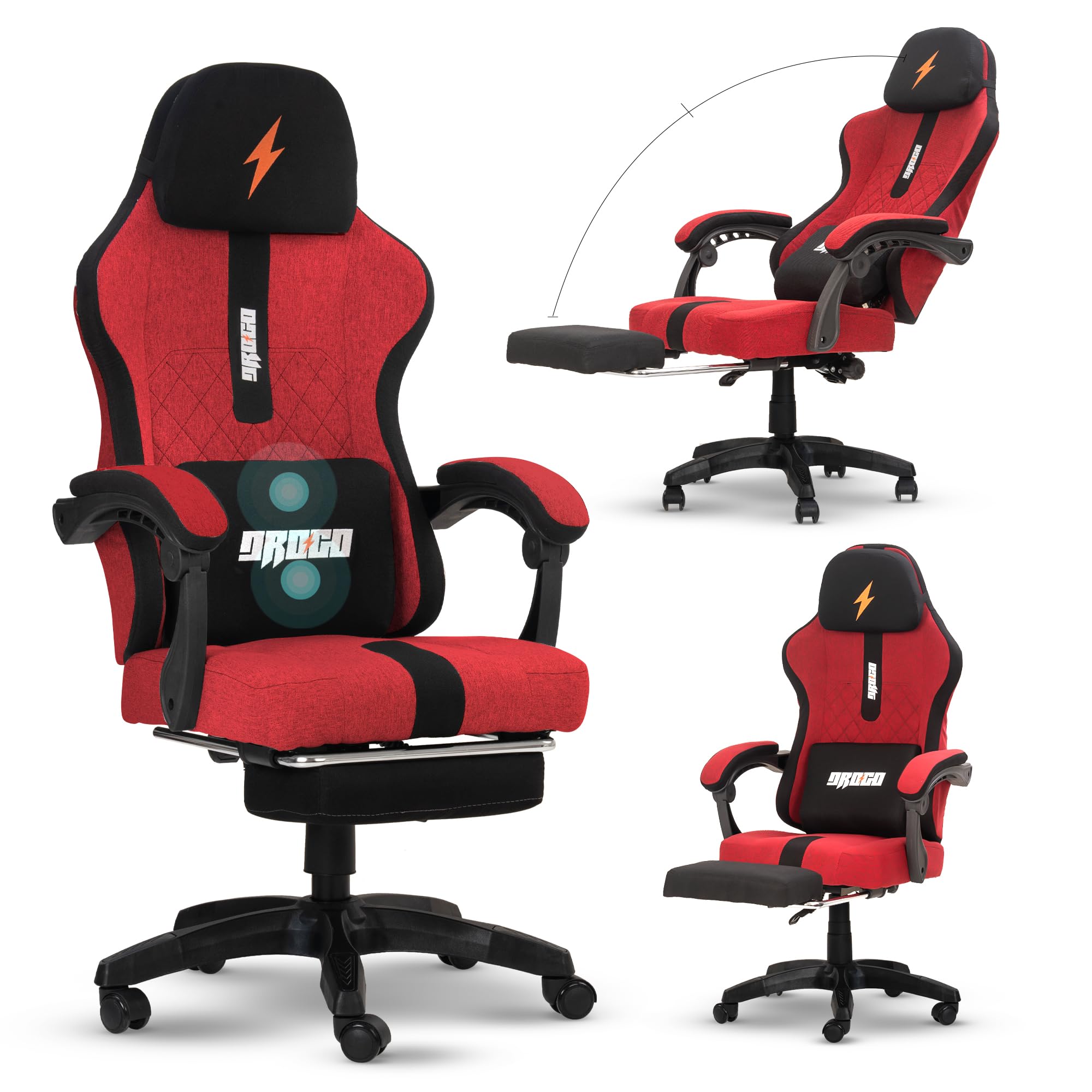 Drogo ComfortMax Ergonomic Gaming Chair with Breathable Fabric, Adjustable Neck