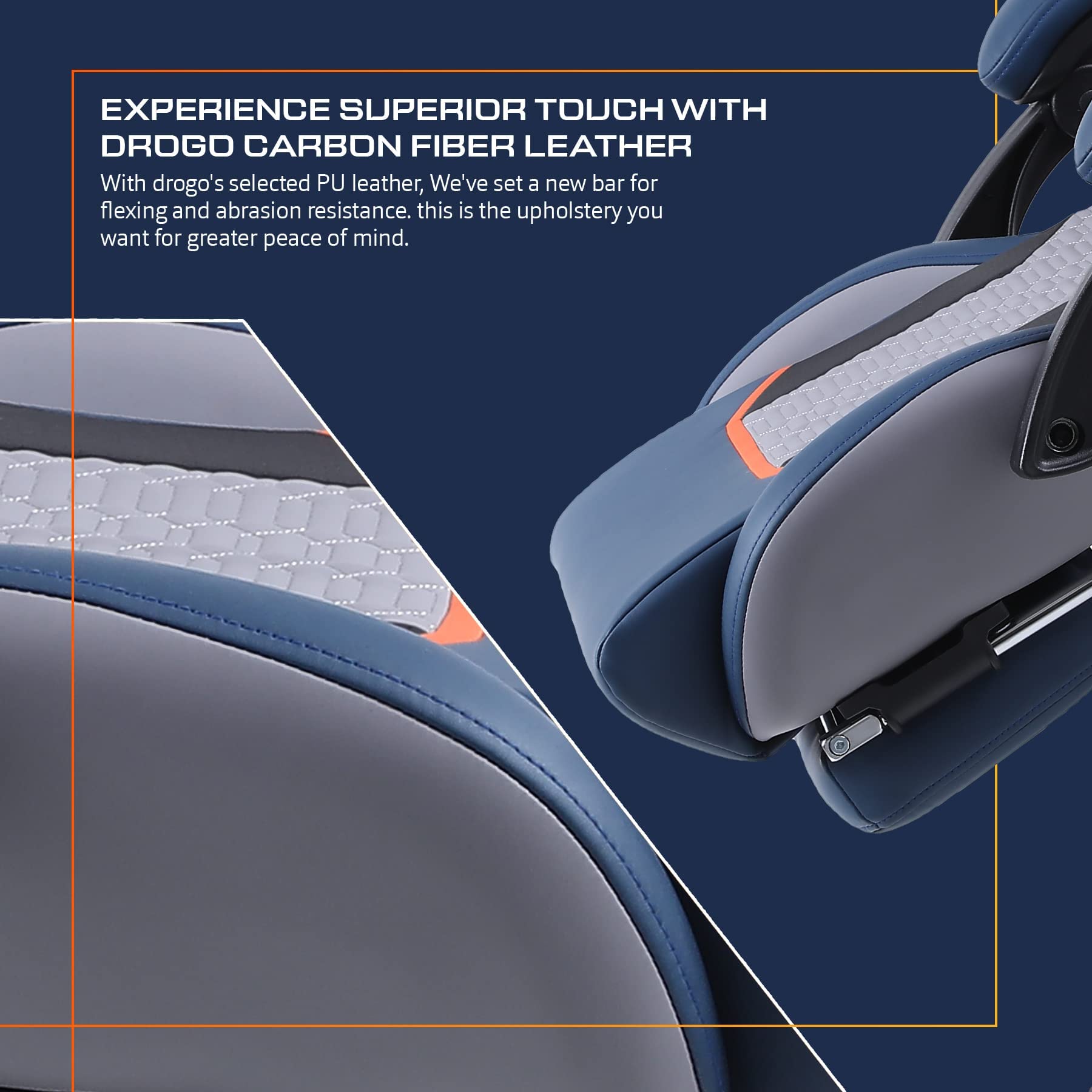 Drogo Racer Ergonomic Gaming Chair with 7 Way Adjustable Seat & Full Reclining Back Footrest