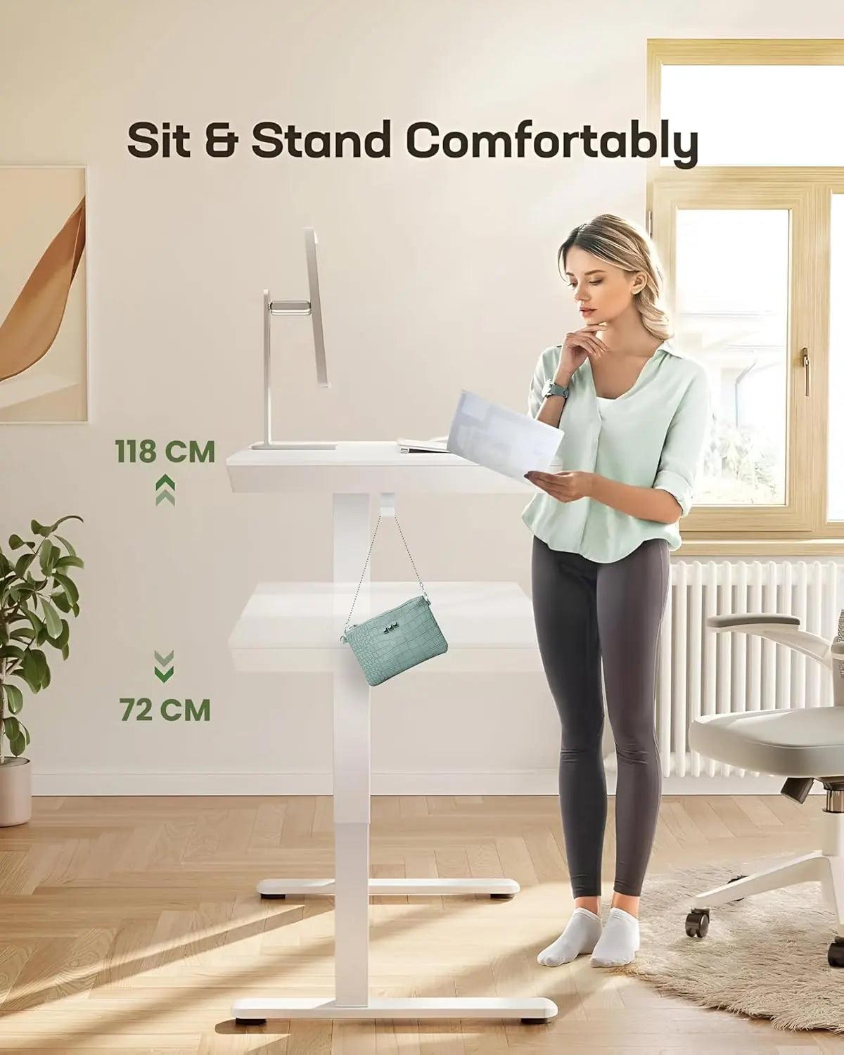 Drogo Artikel Advanced Pro Electric Height Adjustable Desk DIY with 3 Year Warranty Sit Stand Computer Desk 120 X 60 Cm - White Drogo India