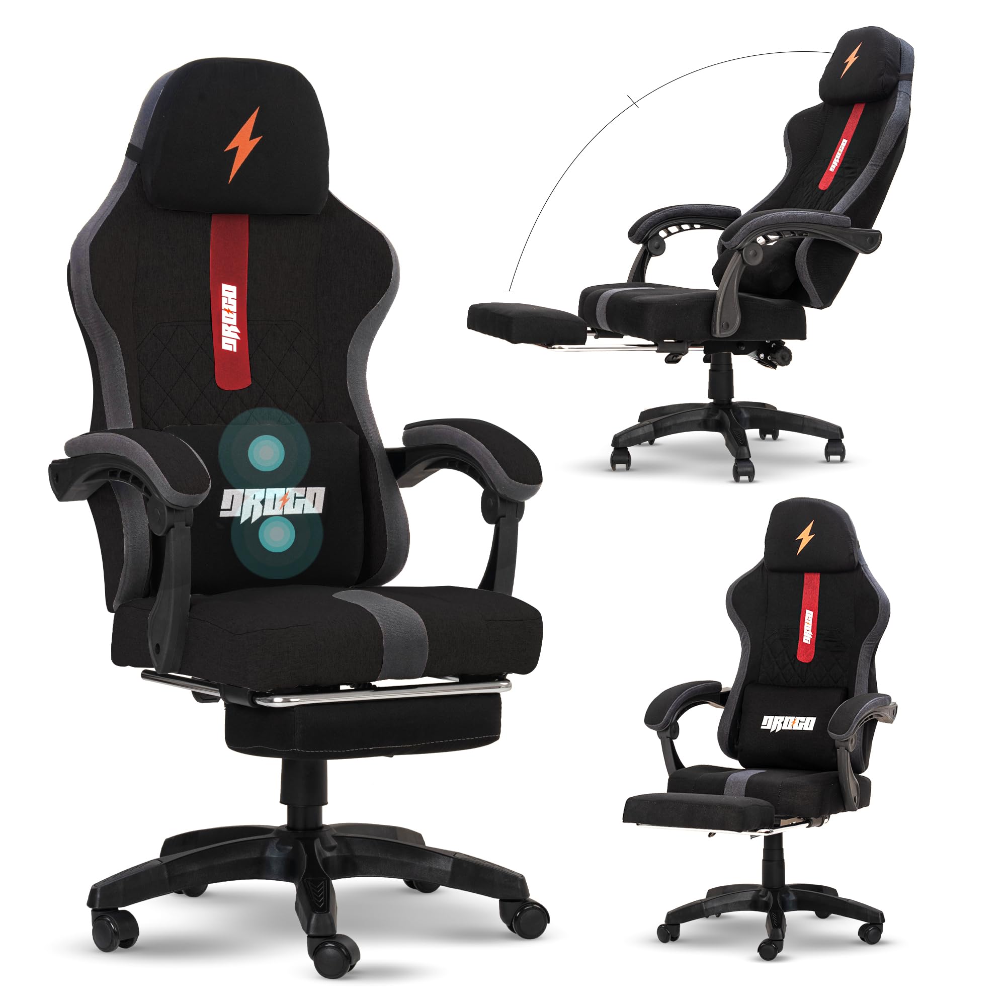 Drogo ComfortMax Ergonomic Gaming Chair with Breathable Fabric, Adjustable Neck