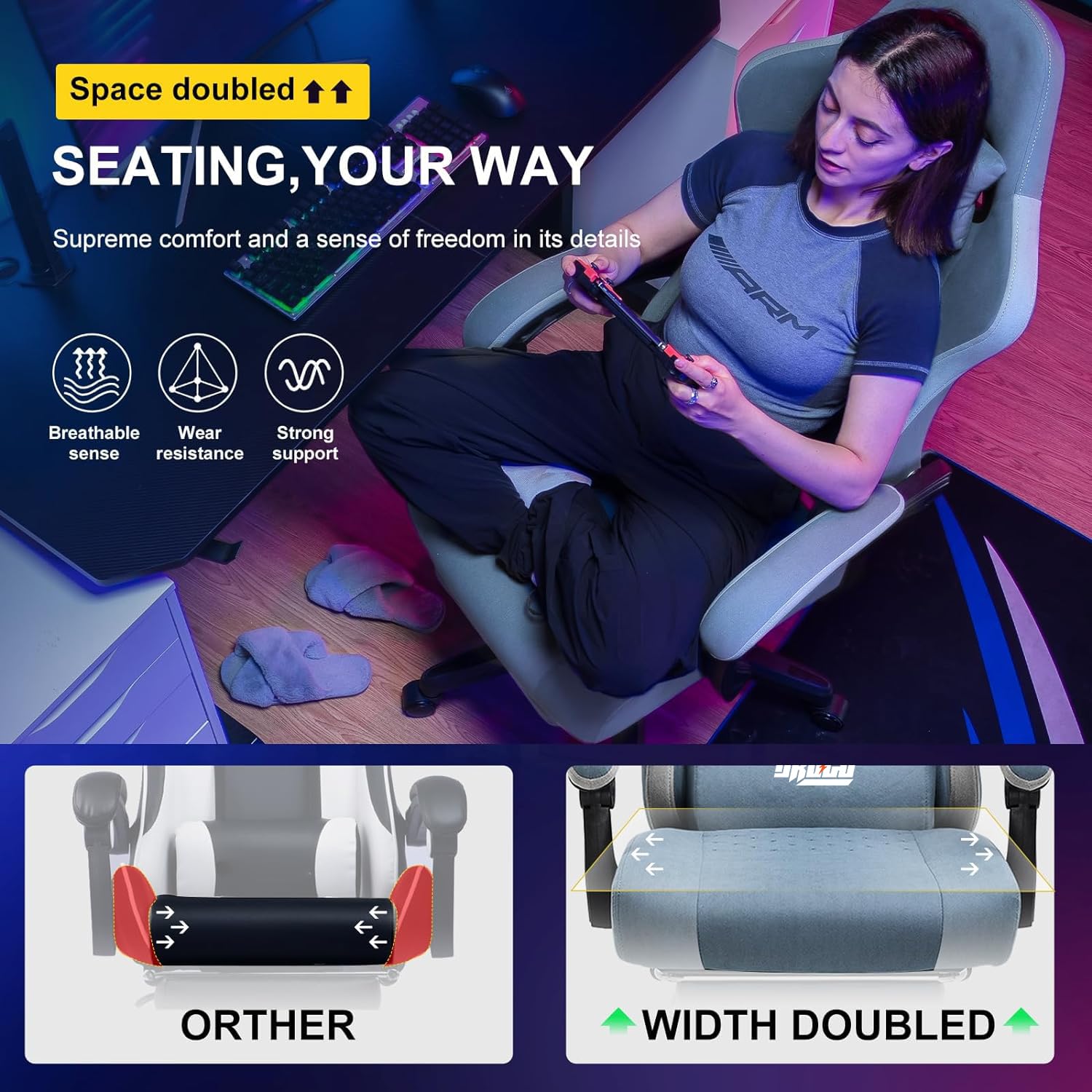 Drogo Throne Ergonomic Gaming Chair With Linkage Armrest,Foot Rest,& Adjustable Seat