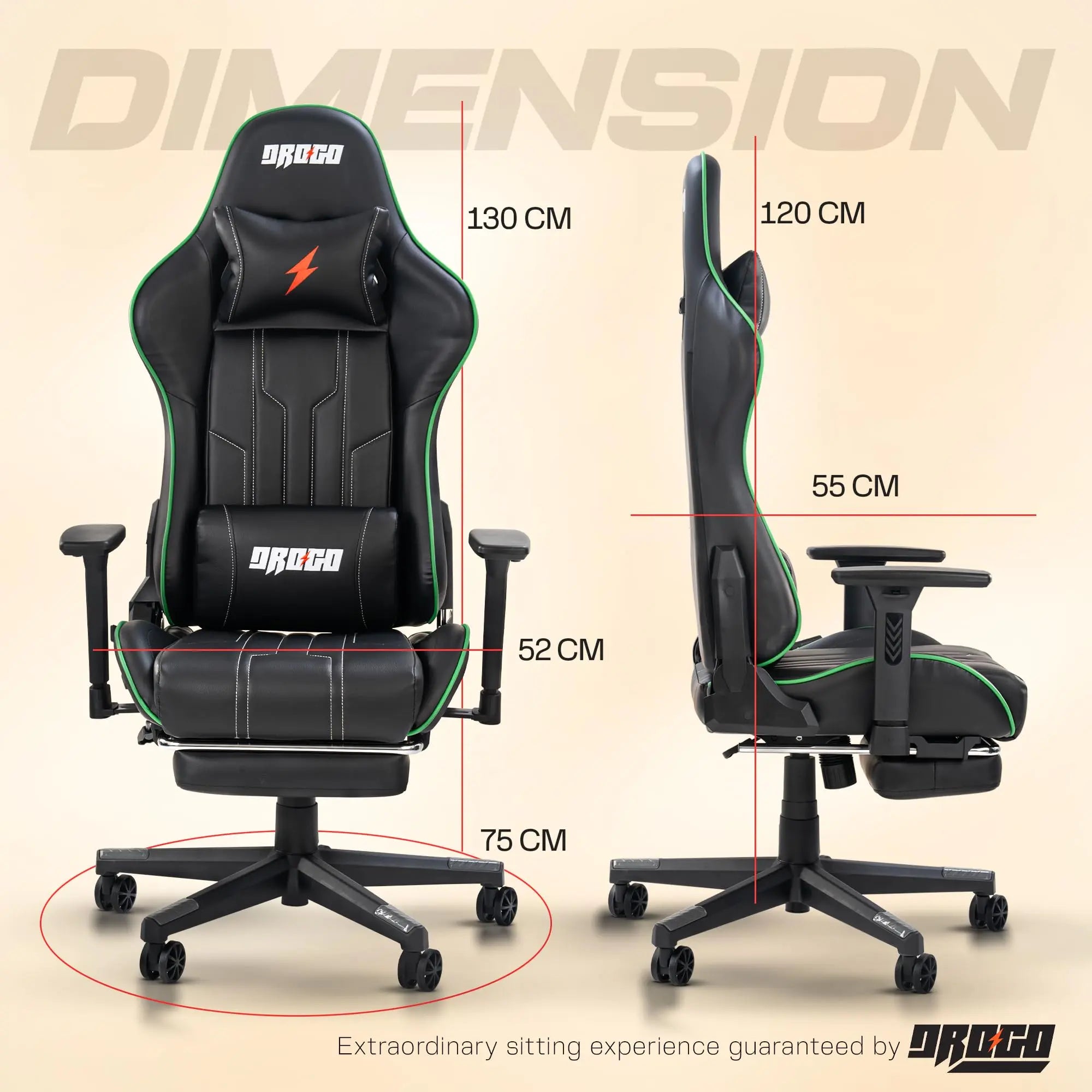 Drogo Wrath Pro Ergonomic Gaming Chair with Adjustable Seat, PU Leather Drogo India