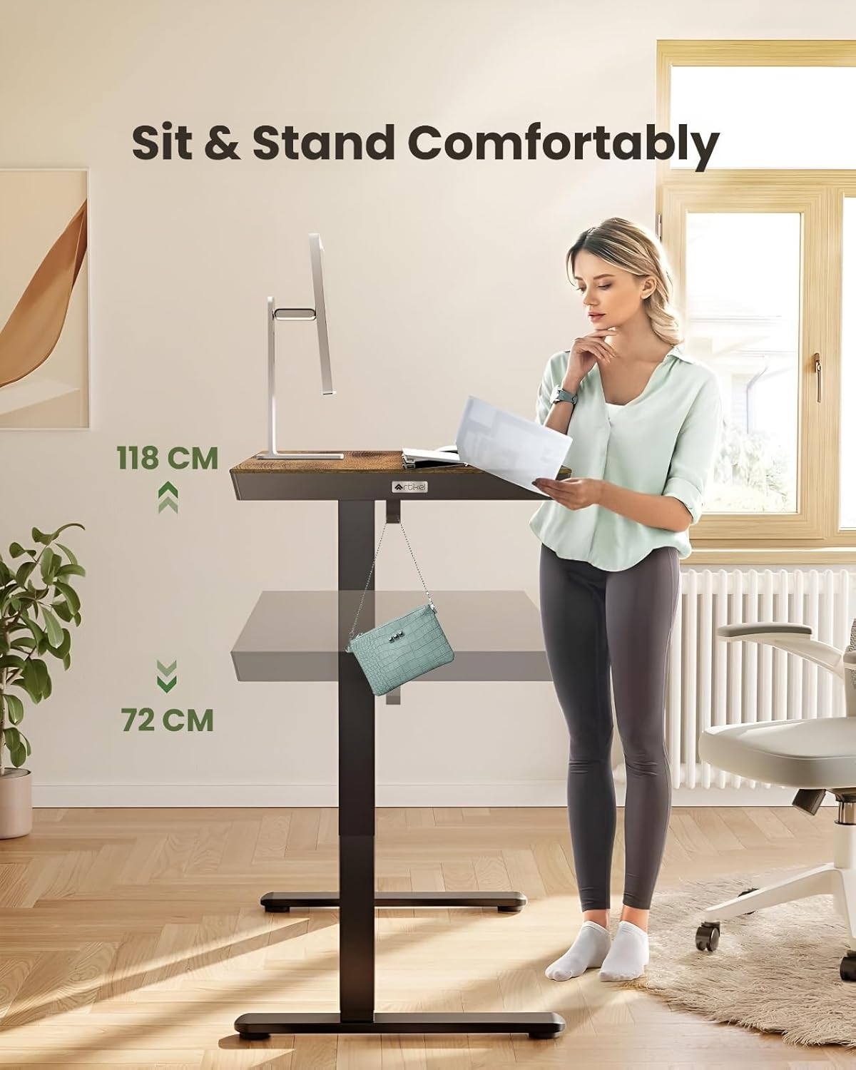 Drogo Artikel Advanced Pro Electric Height Adjustable Table DIY with 3 Year Warranty | Sit Stand Computer Desk 120 X 60 Cm - Vintage Brown