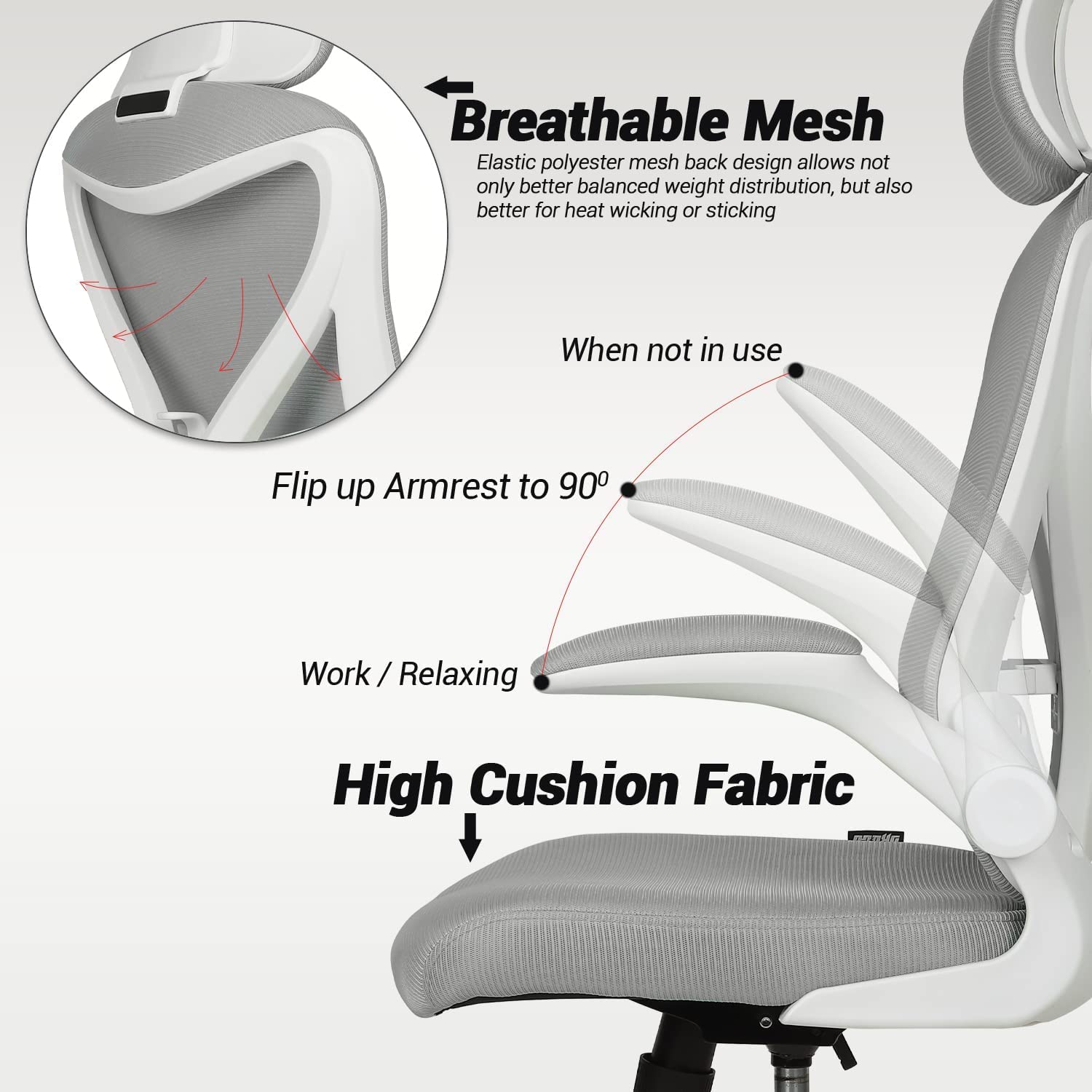 Drogo Marshal Pro Premium Ergonomic Office Chair for Work from Home, Flip-up Armrest