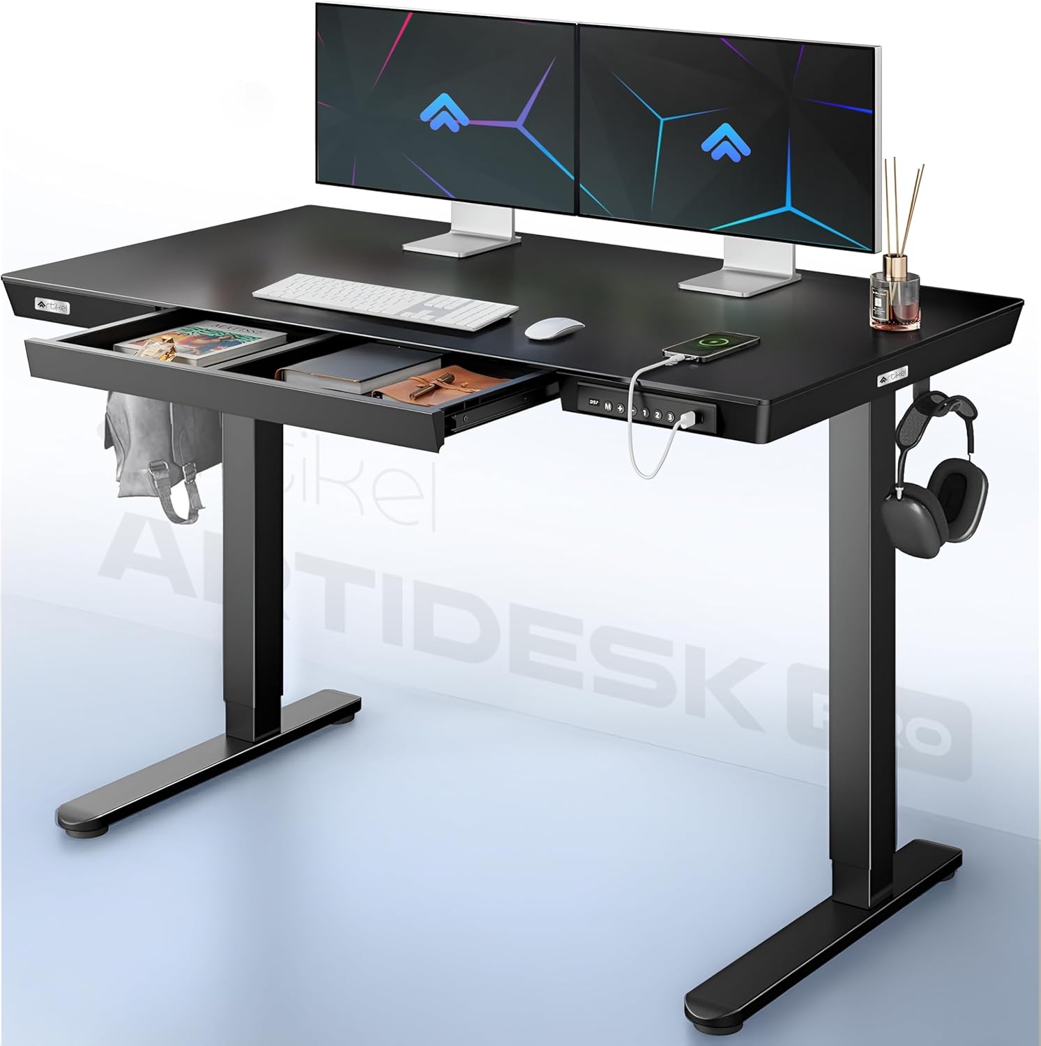 Drogo Artikel Advanced Pro Electric Height Adjustable Table DIY with 3 Year Warranty | Sit Stand Computer Desk 120 X 60 Cm - Black