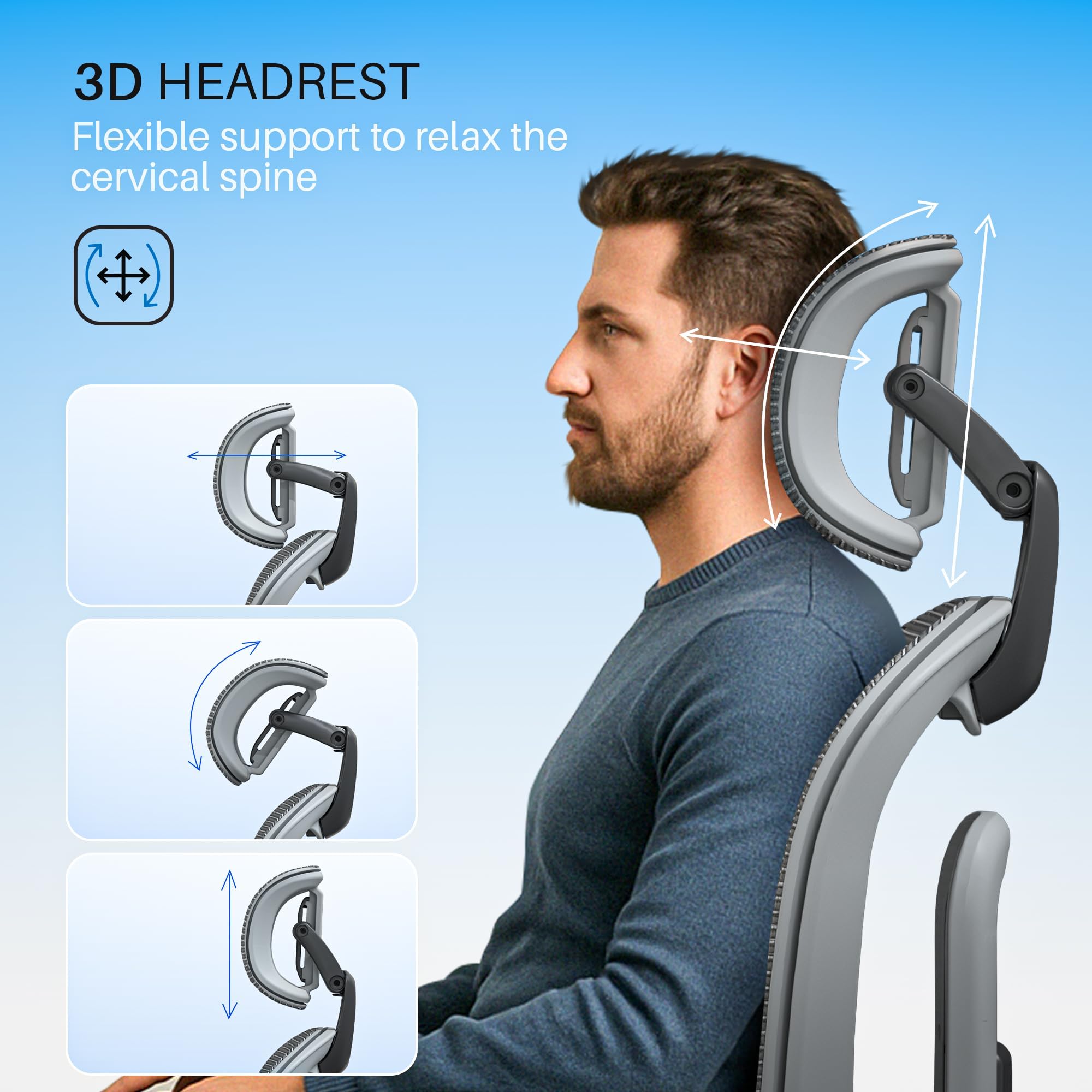 Drogo Ergo Flow Ergonomic Office Chair with Dynamic Lumbar Support & 3D Headrest