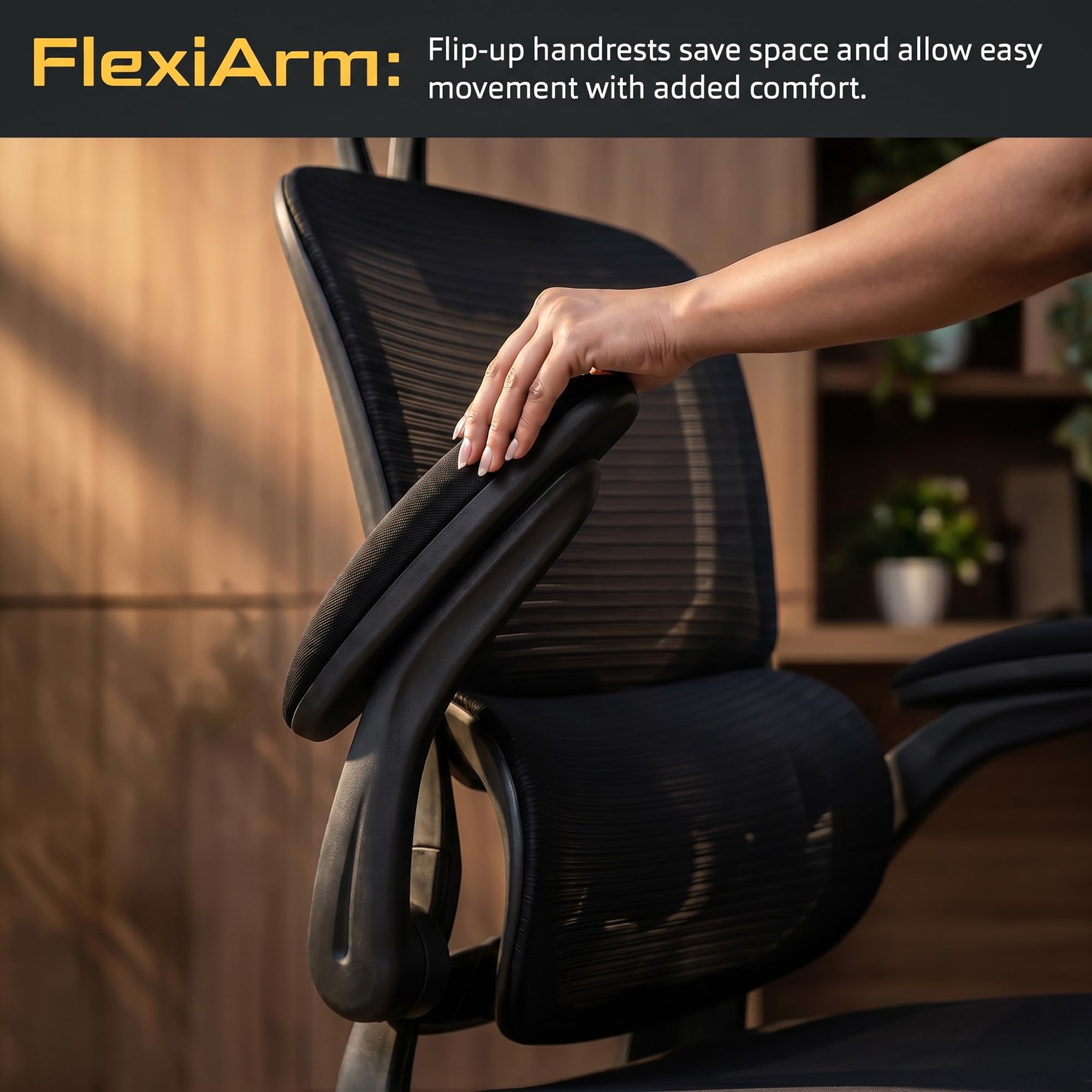 Drogo AeroFlex Ergonomic Office Chair for Work from Home, Flip-up Armrest & Recline