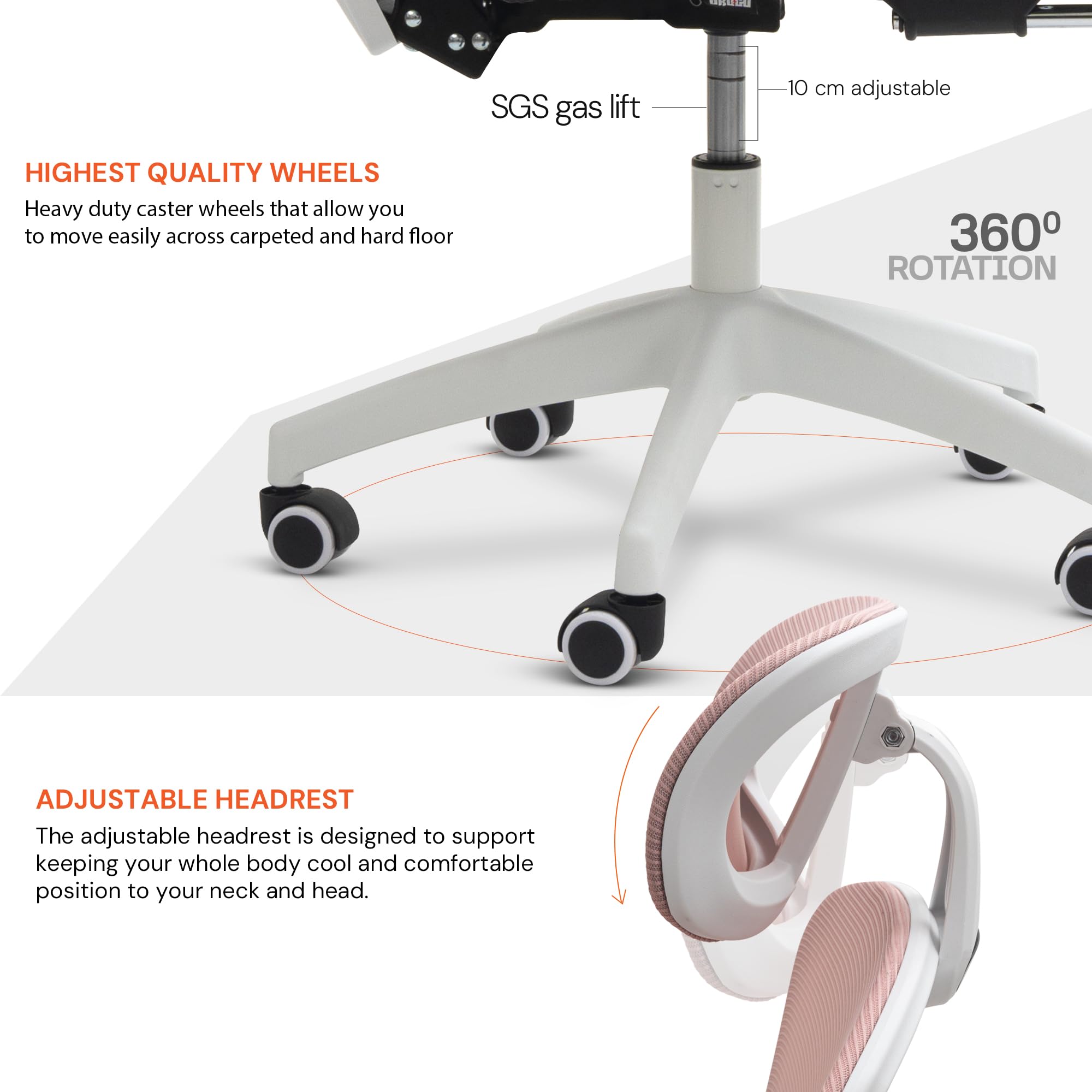 Drogo ComfortPro Premium Ergonomic Office Chair for Work from Home,Mesh Chair for Office