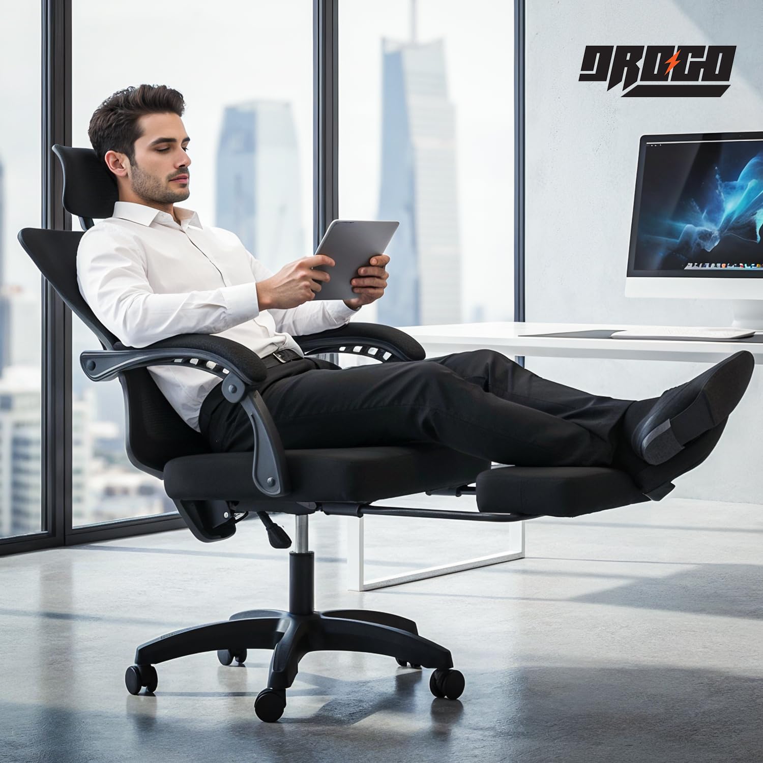 Drogo Flexo Ergonomic Office Chair For Work From Home With Breathable Mesh