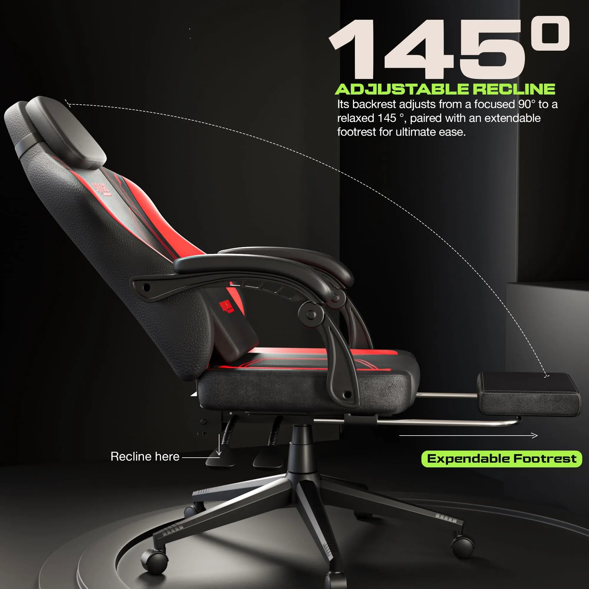 Drogo Phantom Ergonomic Gaming Chair with Premium PU Leather, Adjustable Neck Drogo India